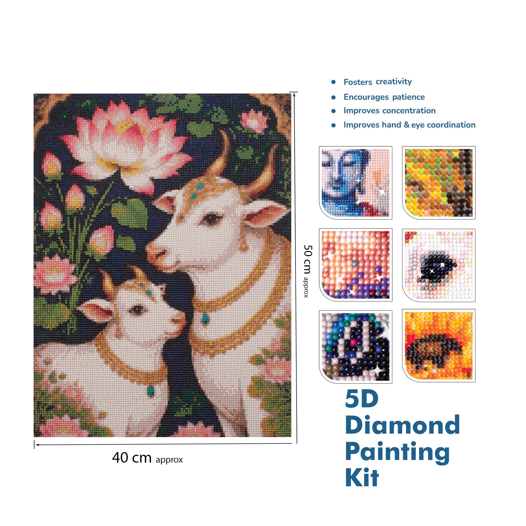 5D Diamond Painting Kit Cow and Calf 40 X 50cm 1pc Acetate Box