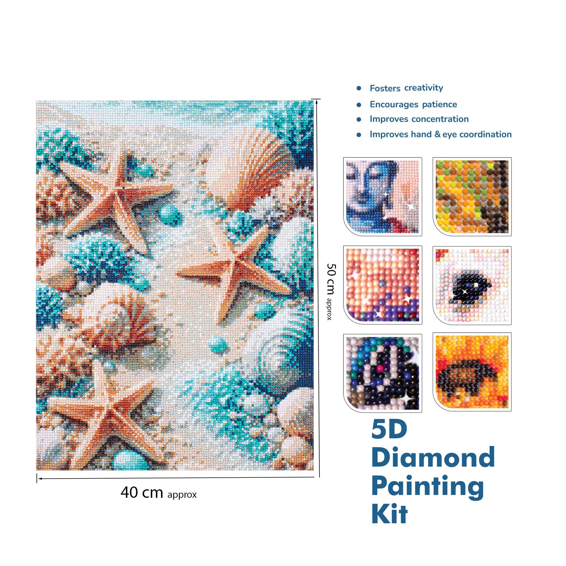 5D Diamond Painting Kit Starfish Bay 40 X 50cm 1pc Acetate Box