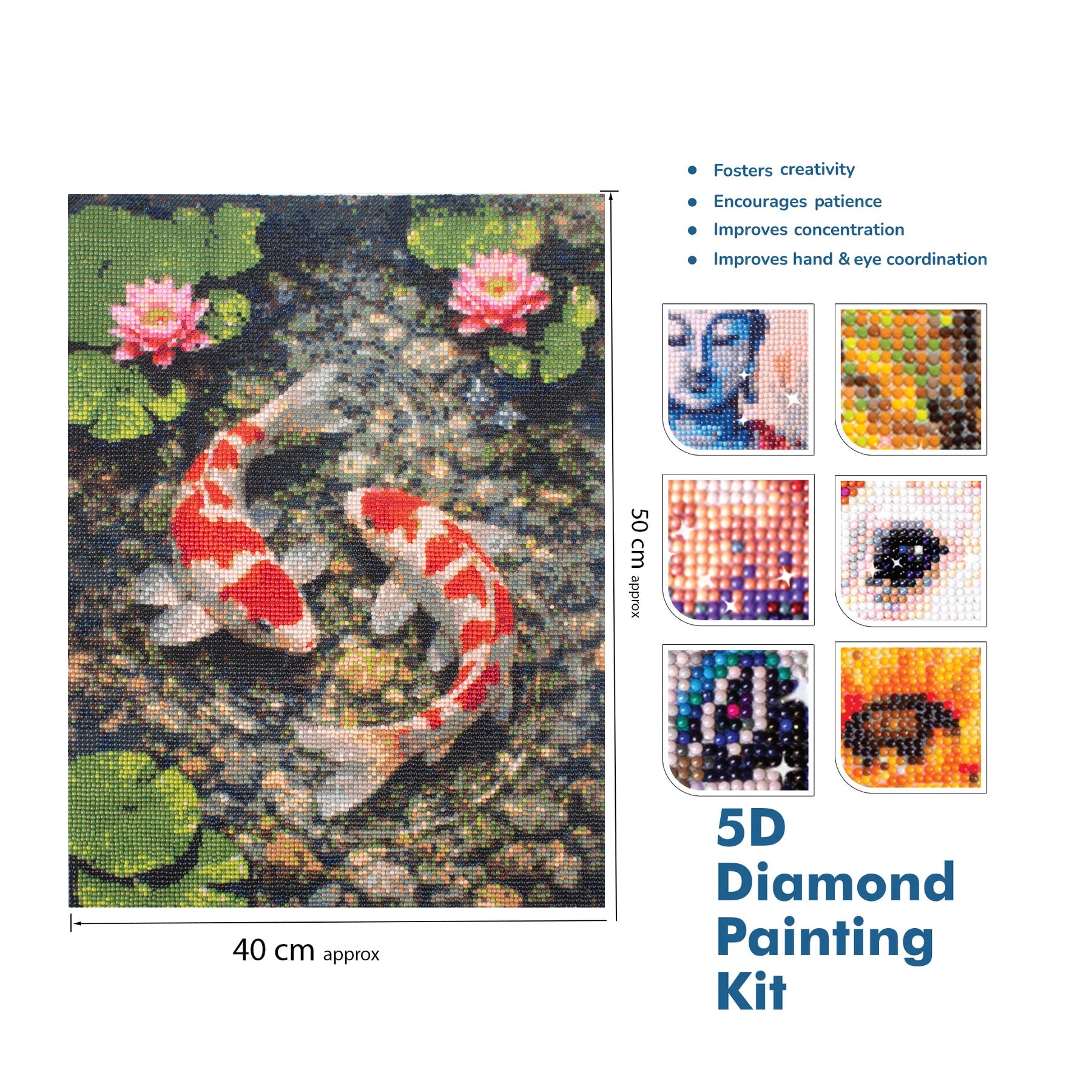 5D Diamond Painting Kit Koi Pond 40 X 50cm 1pc Acetate Box