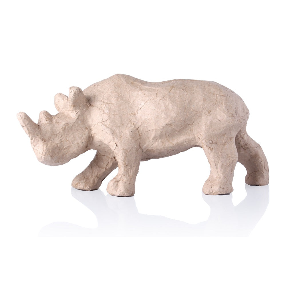 Paper Mache Double Horned Rhinoceros Approx L27 X W8.2 X H13cm 1pc