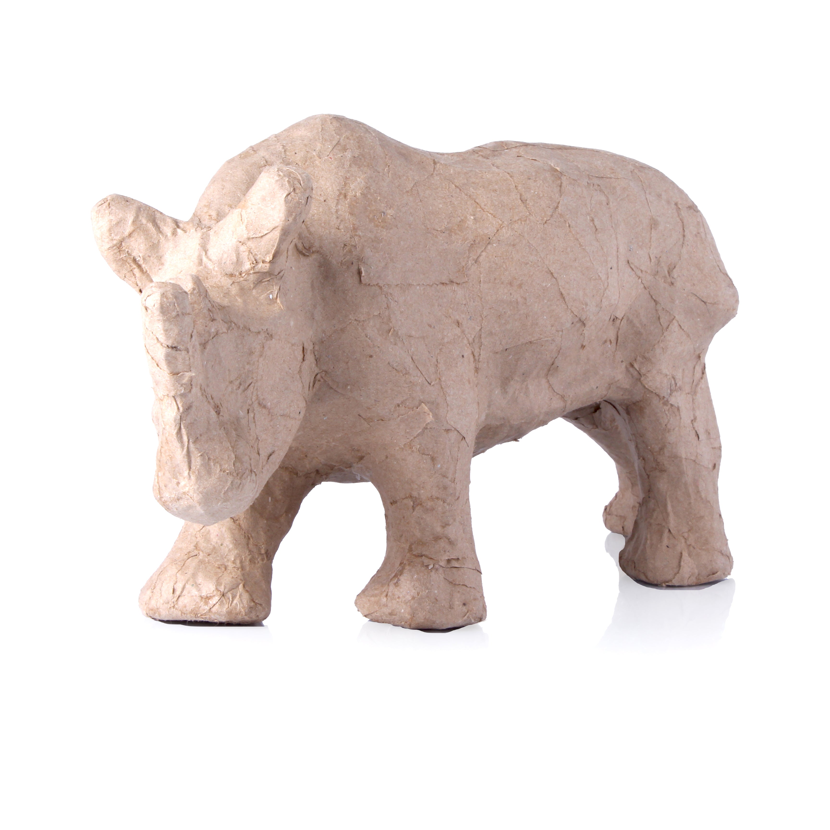 Paper Mache Double Horned Rhinoceros Approx L27 X W8.2 X H13cm 1pc