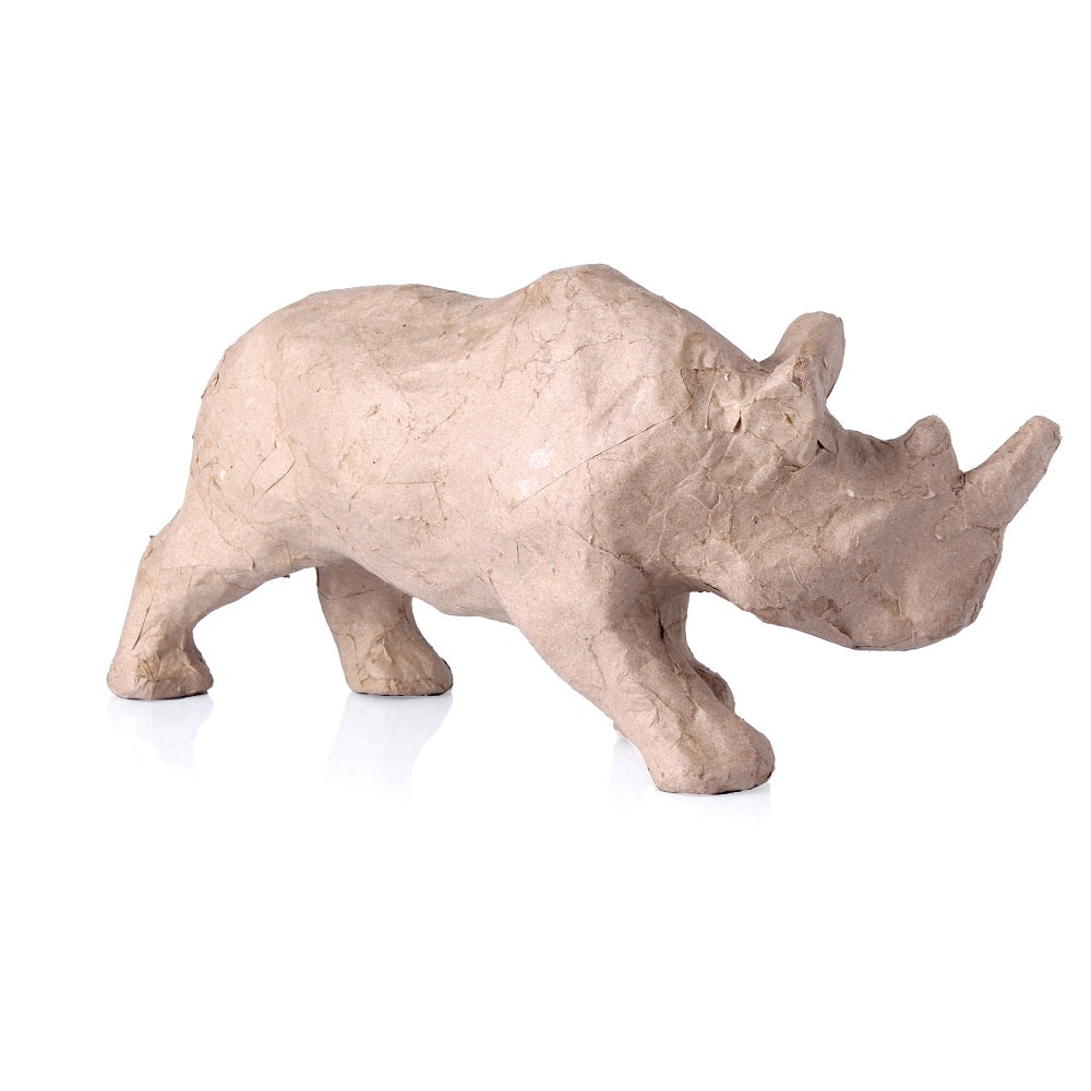 Paper Mache Double Horned Rhinoceros Approx L27 X W8.2 X H13cm 1pc