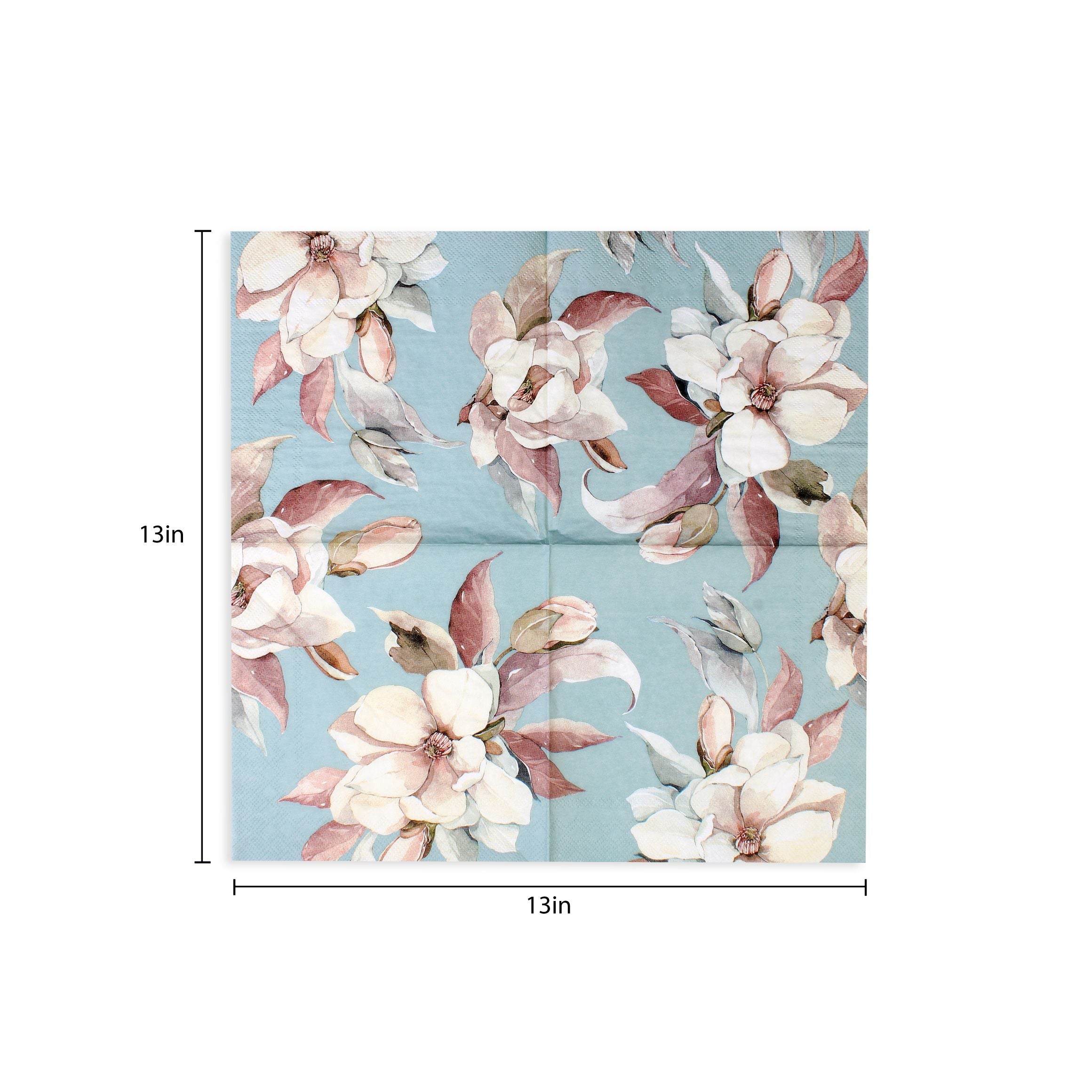Decoupage Napkin Sweet Gardenia- Blue 13 X 13Inch 3Ply 1Pc Pb Ib