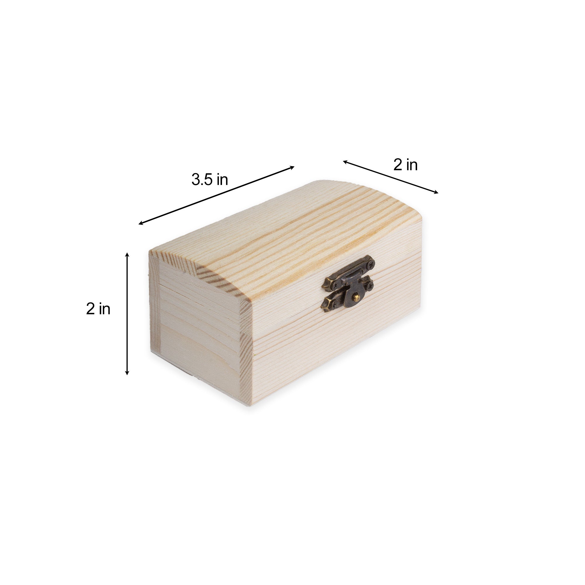 Pinewood Box with Metal Latch Rectangular L3.5 x W2.2 x H1.7 1pc