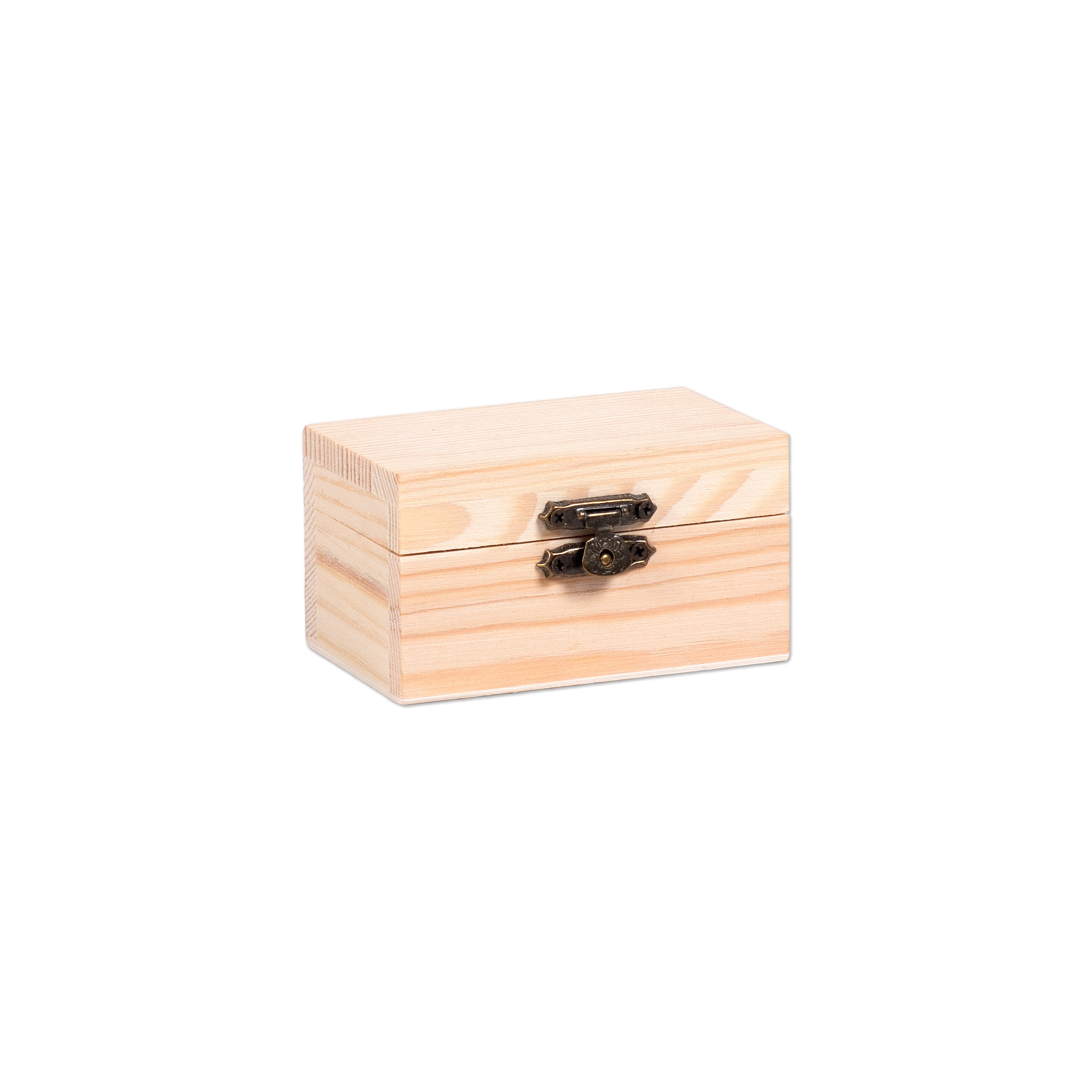 Pinewood Box with Metal Latch Rectangular L3.5 x W2.1 x H1.9 1pc