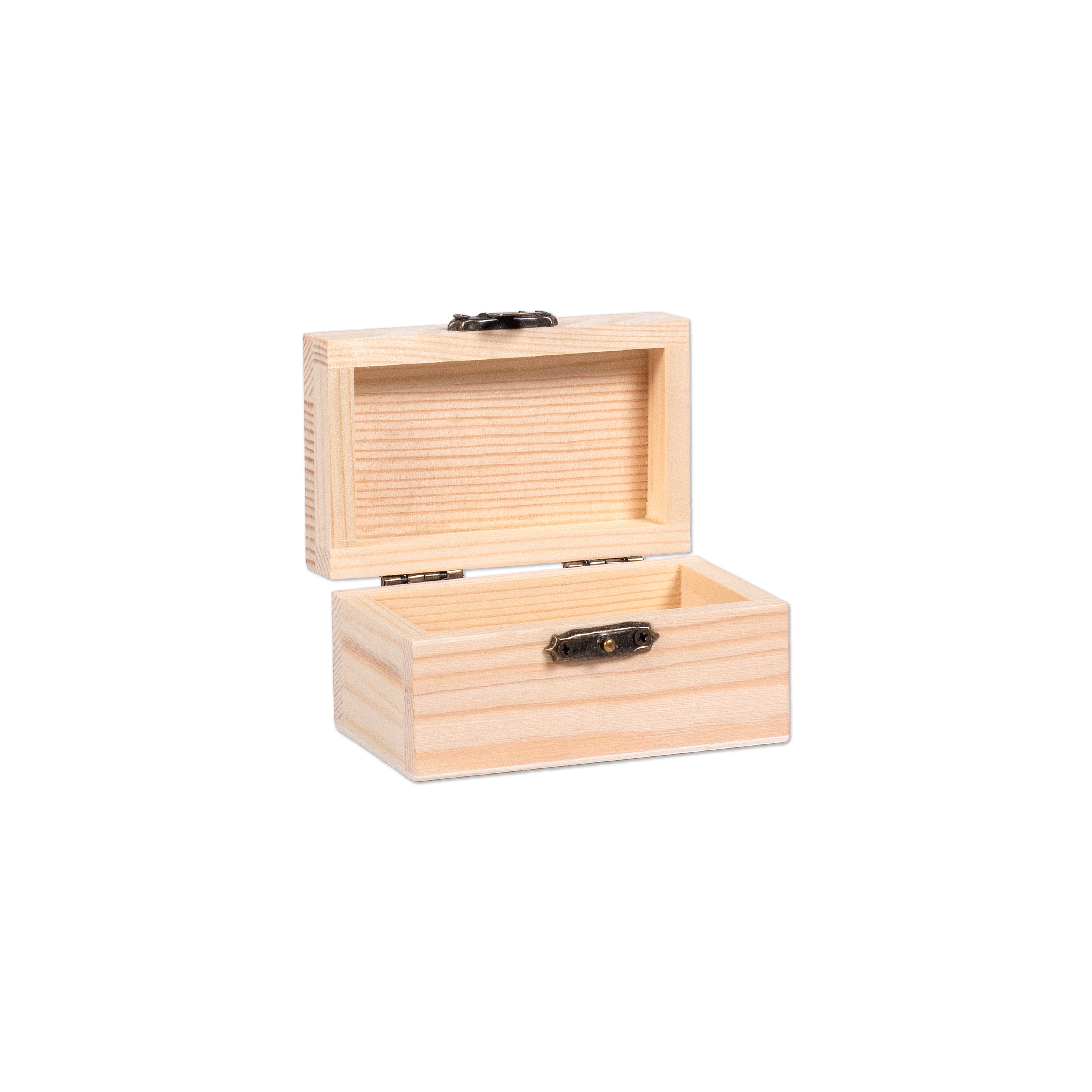 Pinewood Box with Metal Latch Rectangular L3.5 x W2.1 x H1.9 1pc
