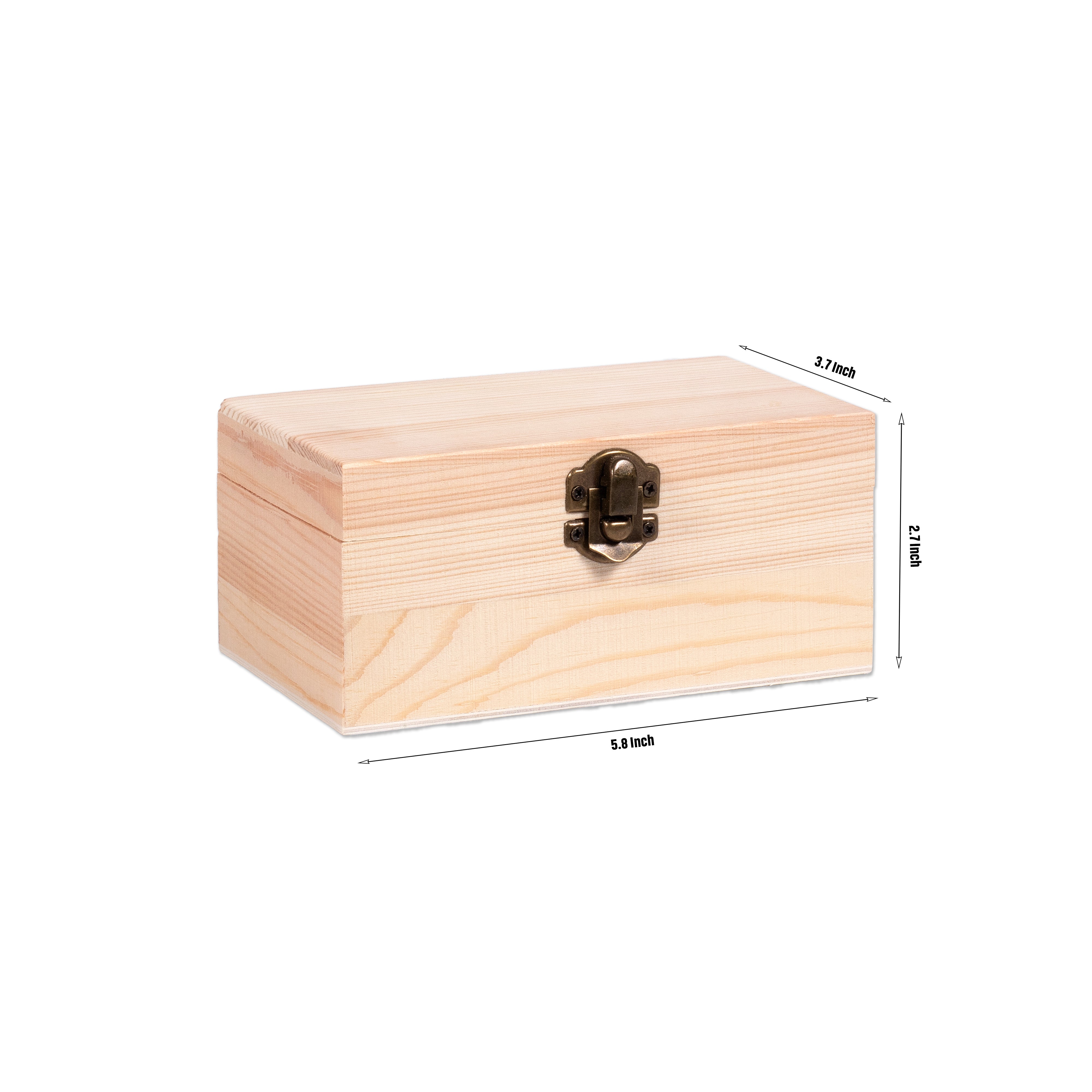 Pinewood Box with Metal Latch Rectangular L5.8 x W3.7 x H2.7 1pc