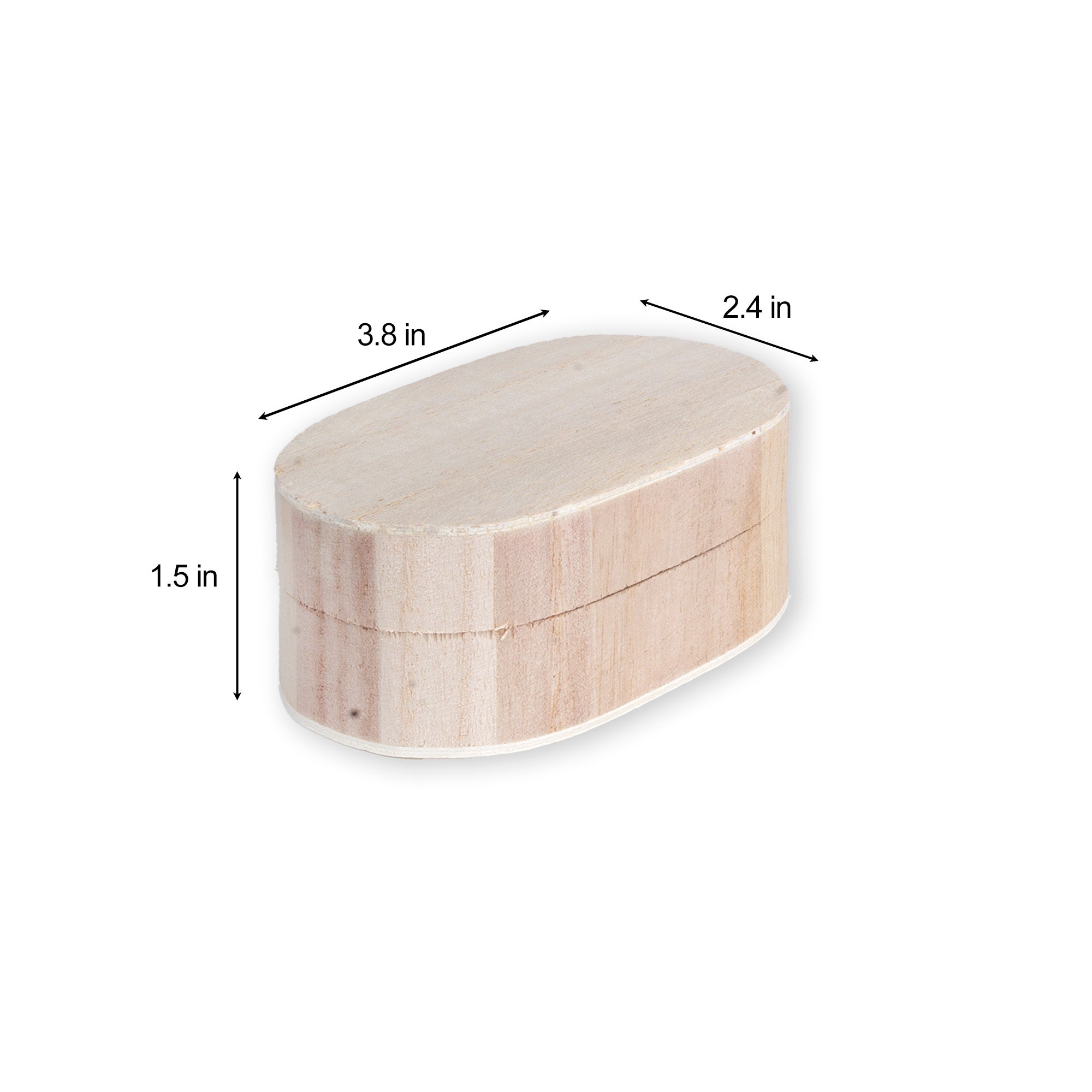 Pinewood Box with Metal Latch Oval L4 x W2.3 x H1.5 1pc