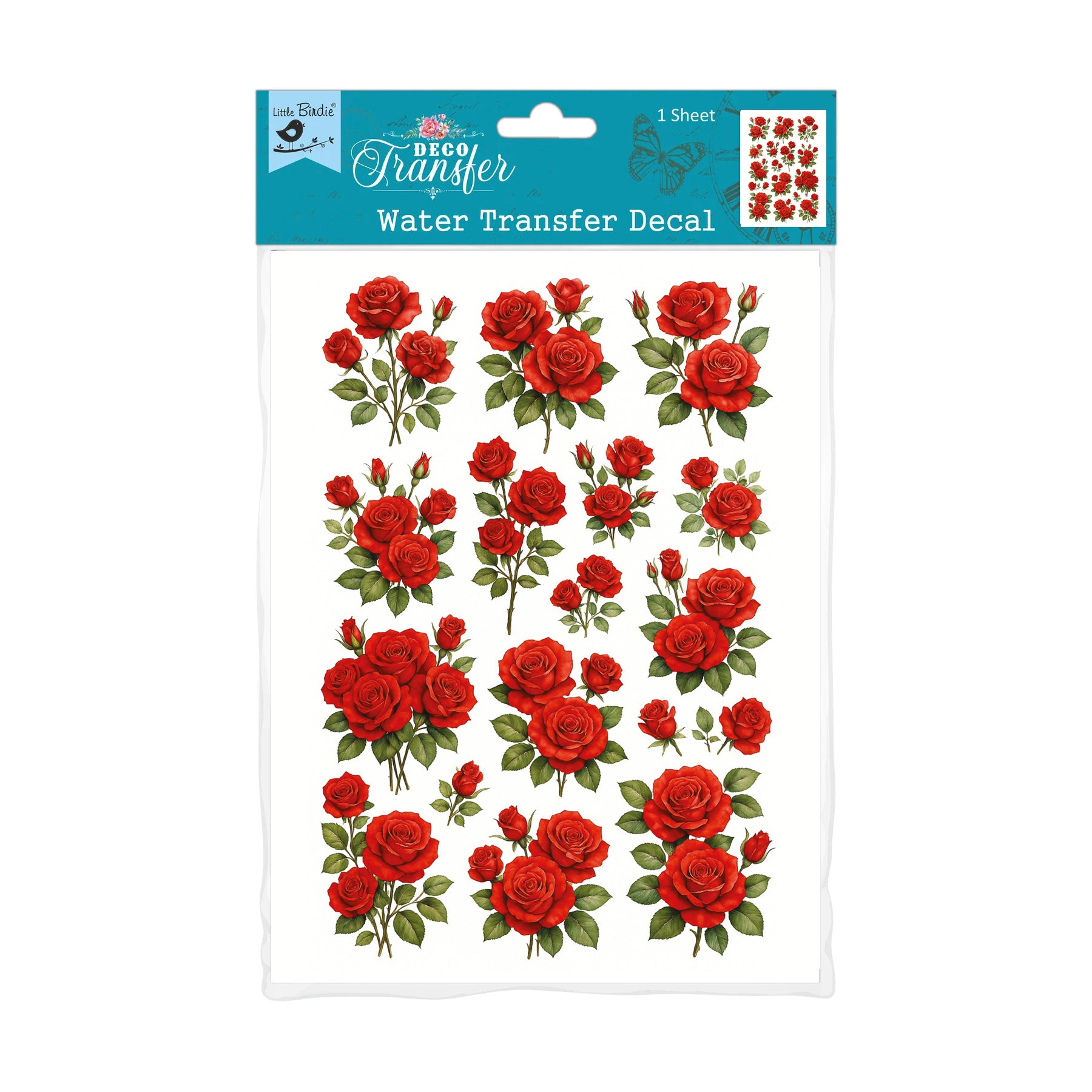 Deco Transfer Sheet Rose Garden 9.5inch X 7.5inch 1 Sheet
