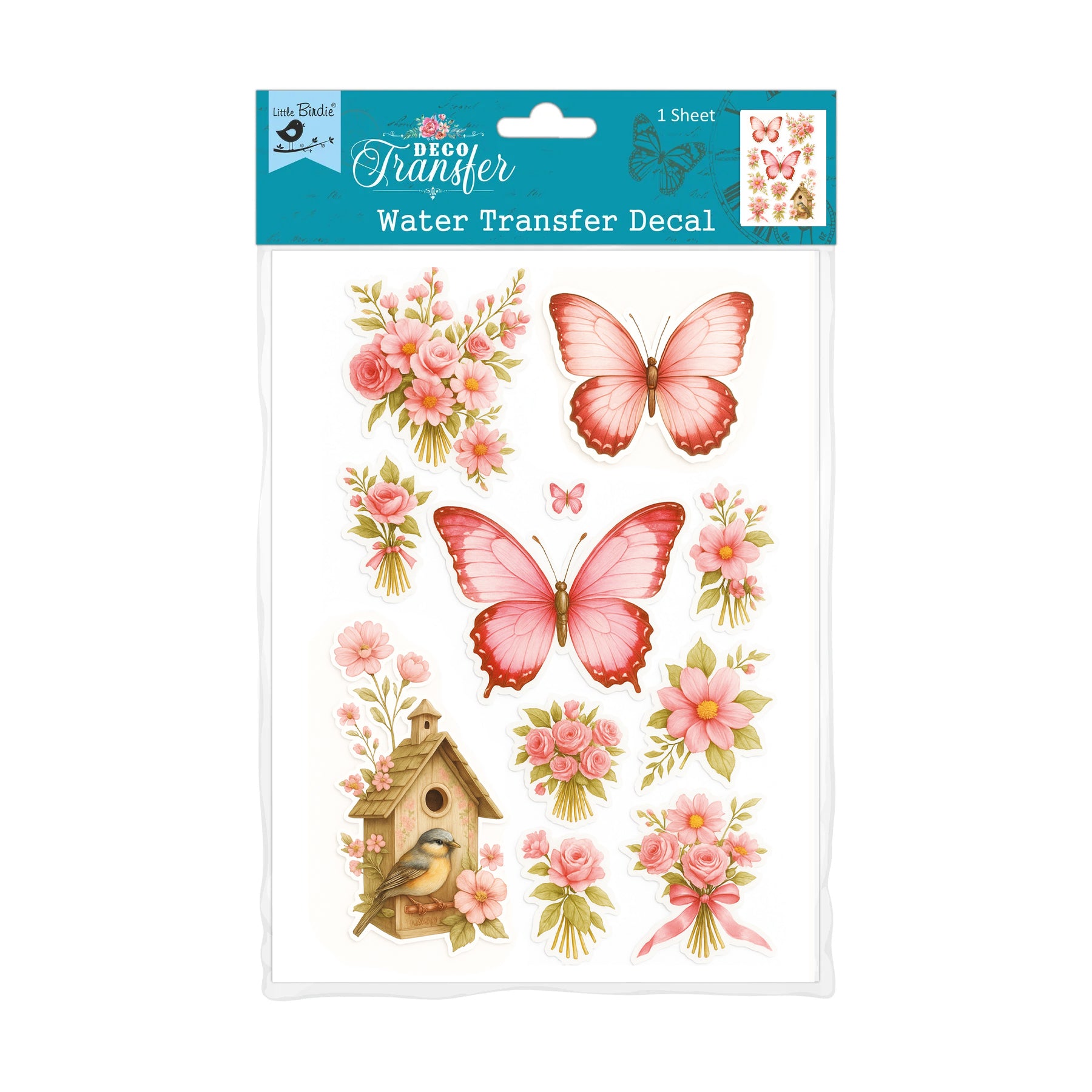 Deco Transfer Sheet Blooms & Flutter 9.5inch X 7.5inch 1 Sheet