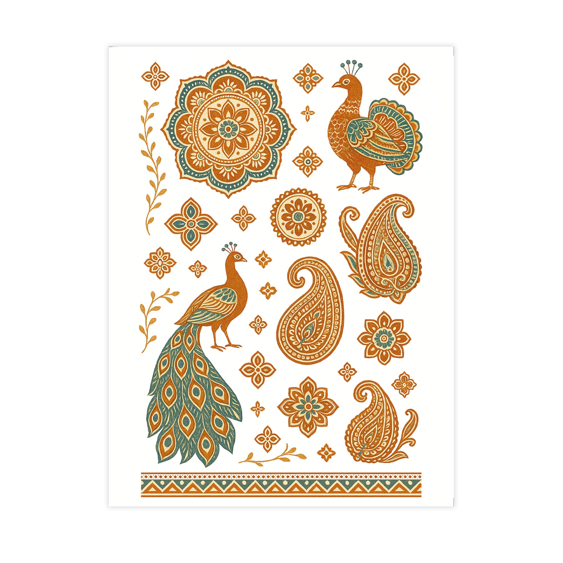 Deco Transfer Sheet Ethnic Peacock 9.5inch X 7.5inch 1 Sheet