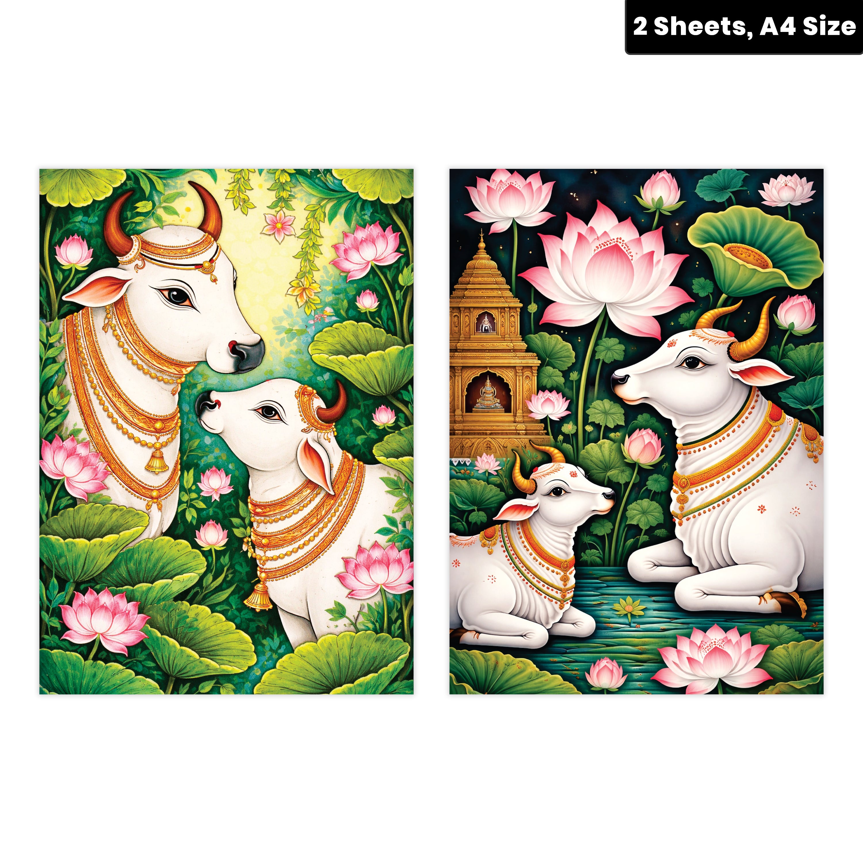 Filament Decoupage Paper Pichwai Pastures 2 Designs 60GSM A4 2 Sheets