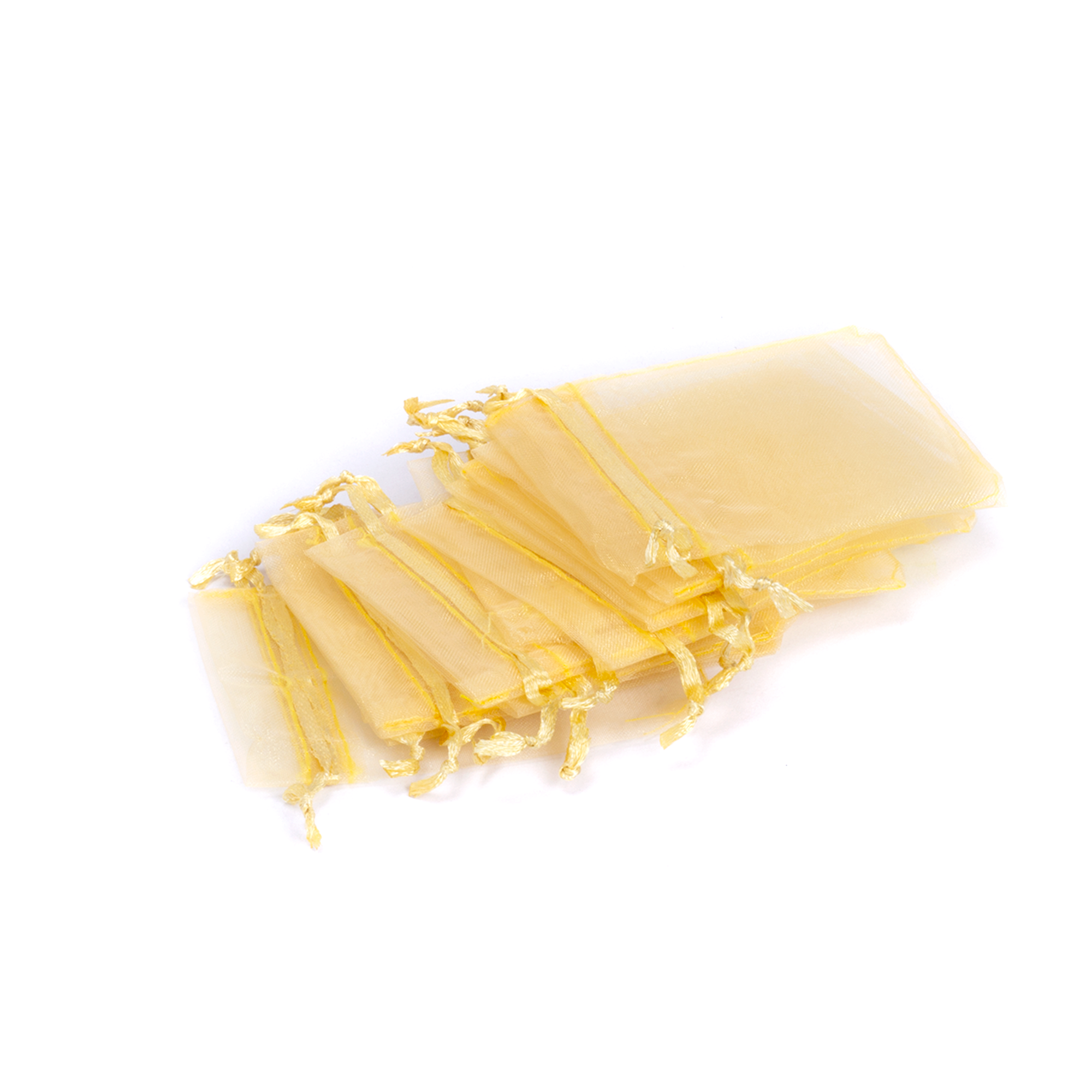 Organza drawstring Gift Bags Gold 7x9cm 12pcs pack