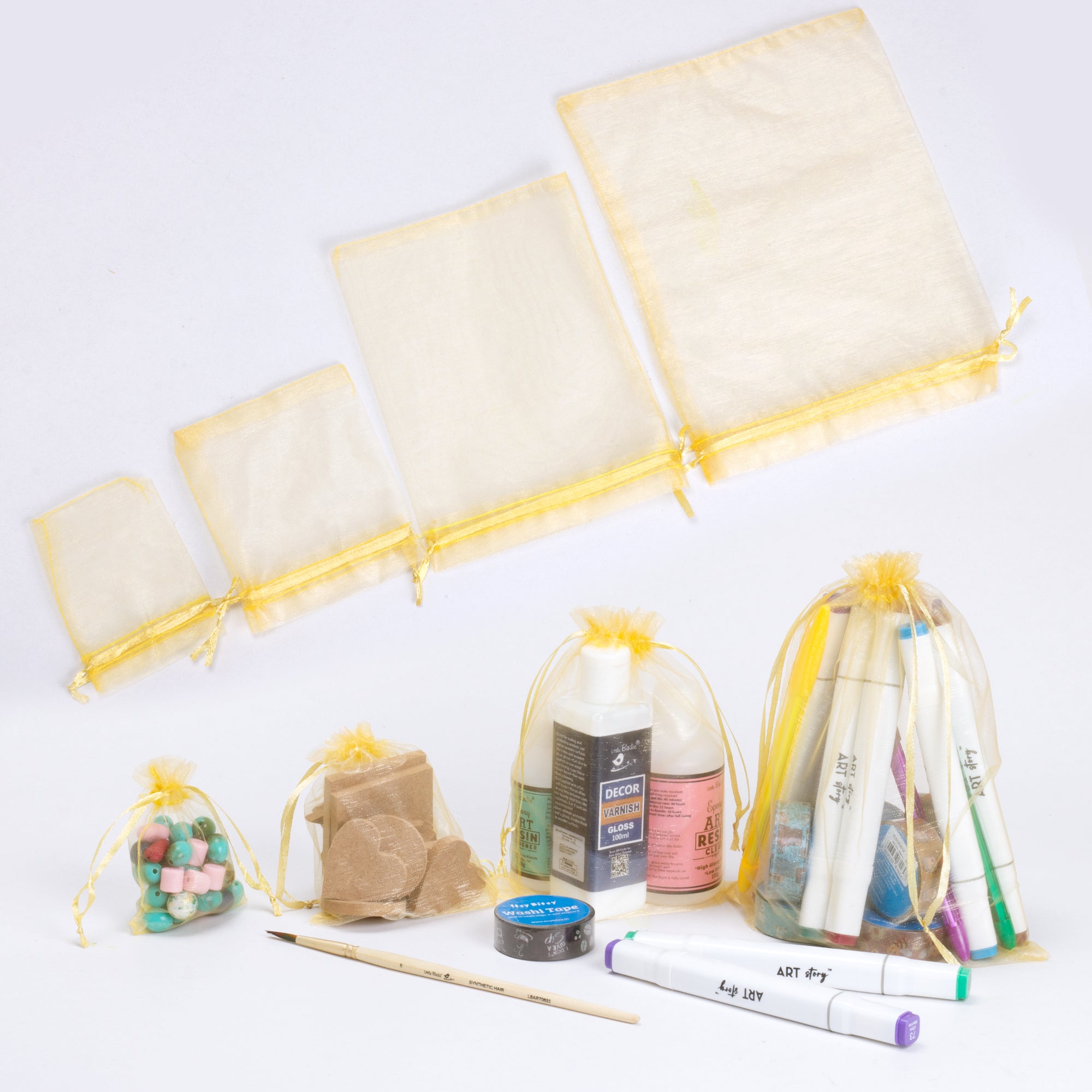Organza drawstring Gift Bags Gold 7x9cm 12pcs pack