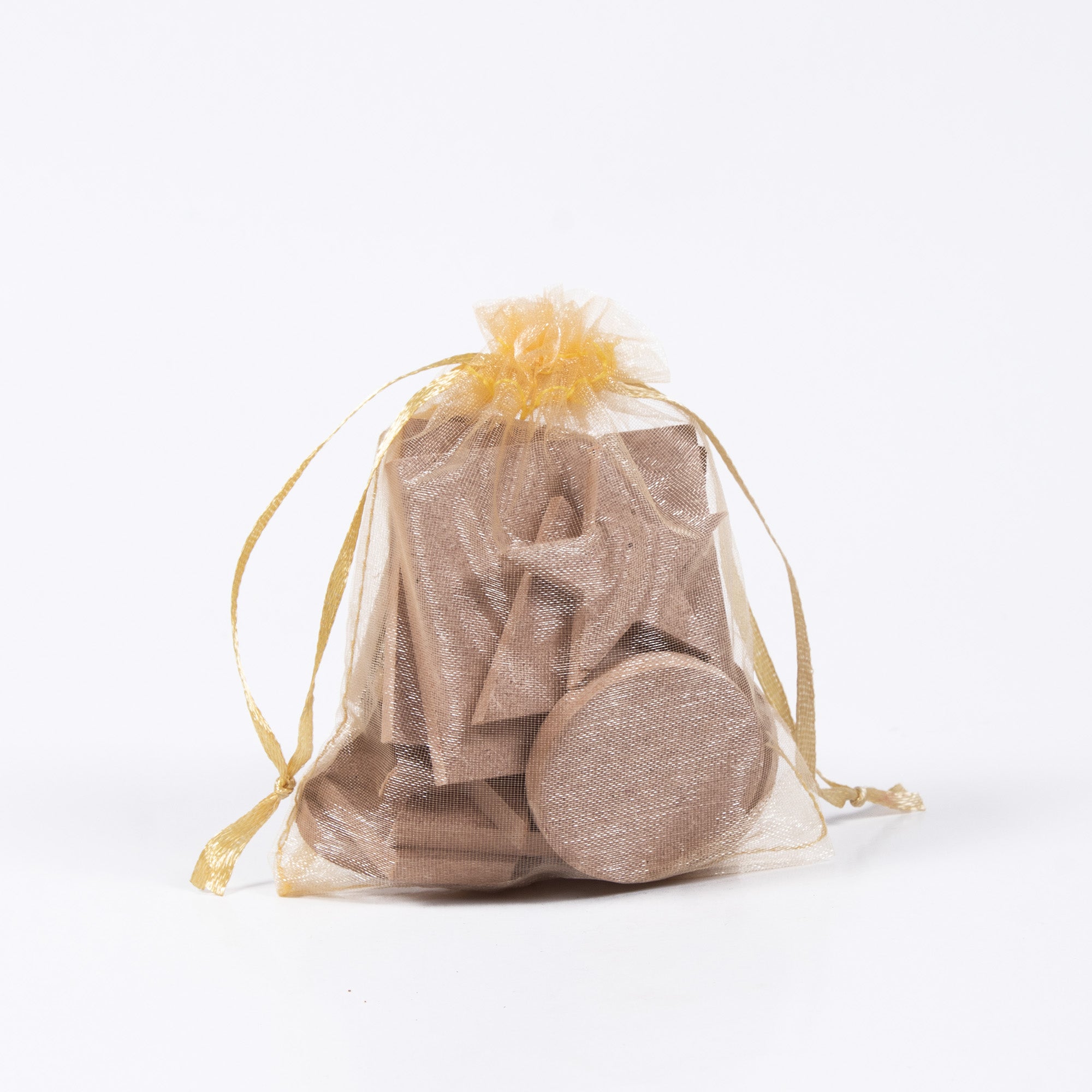 Organza drawstring Gift Bags Gold 10x13cm 12pcs pack