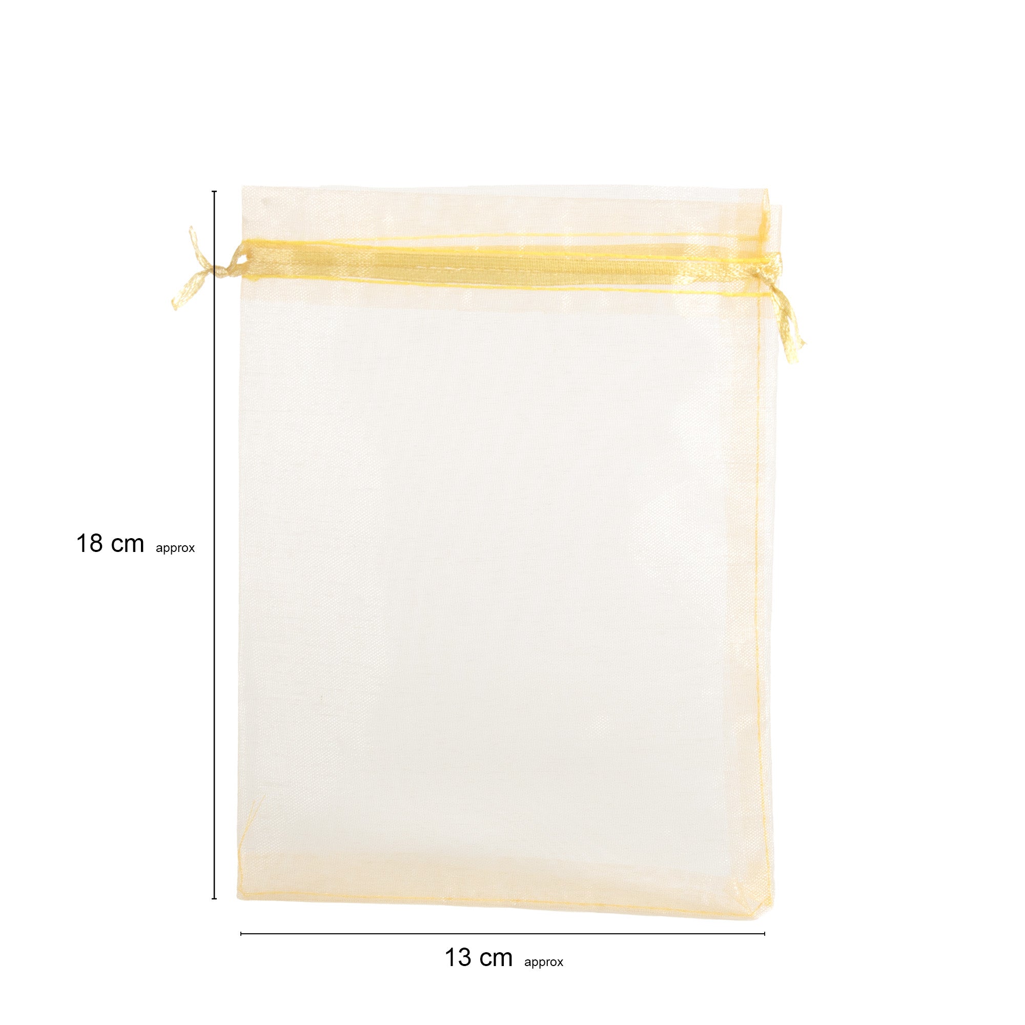 Organza Drawstring Gift Bags Gold 13x18cm 12pcs pack
