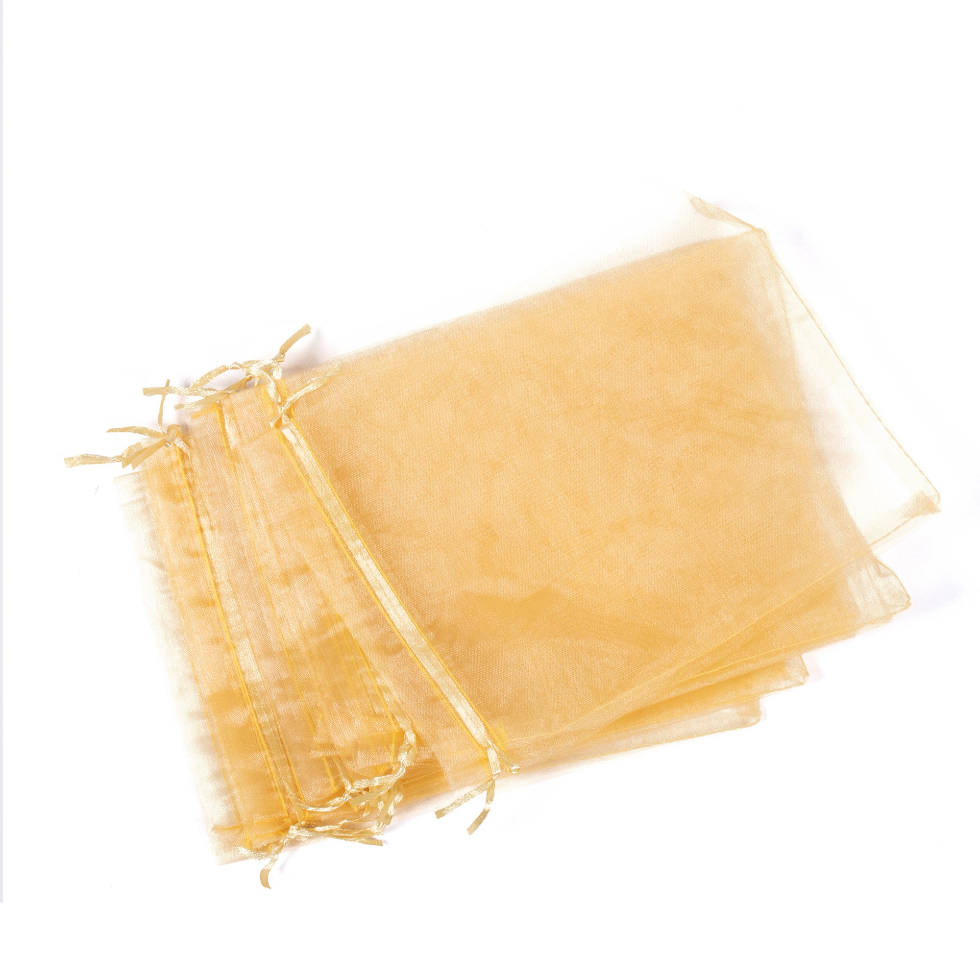 Organza Drawstring Gift Bags Gold 17x23cm 12pcs pack
