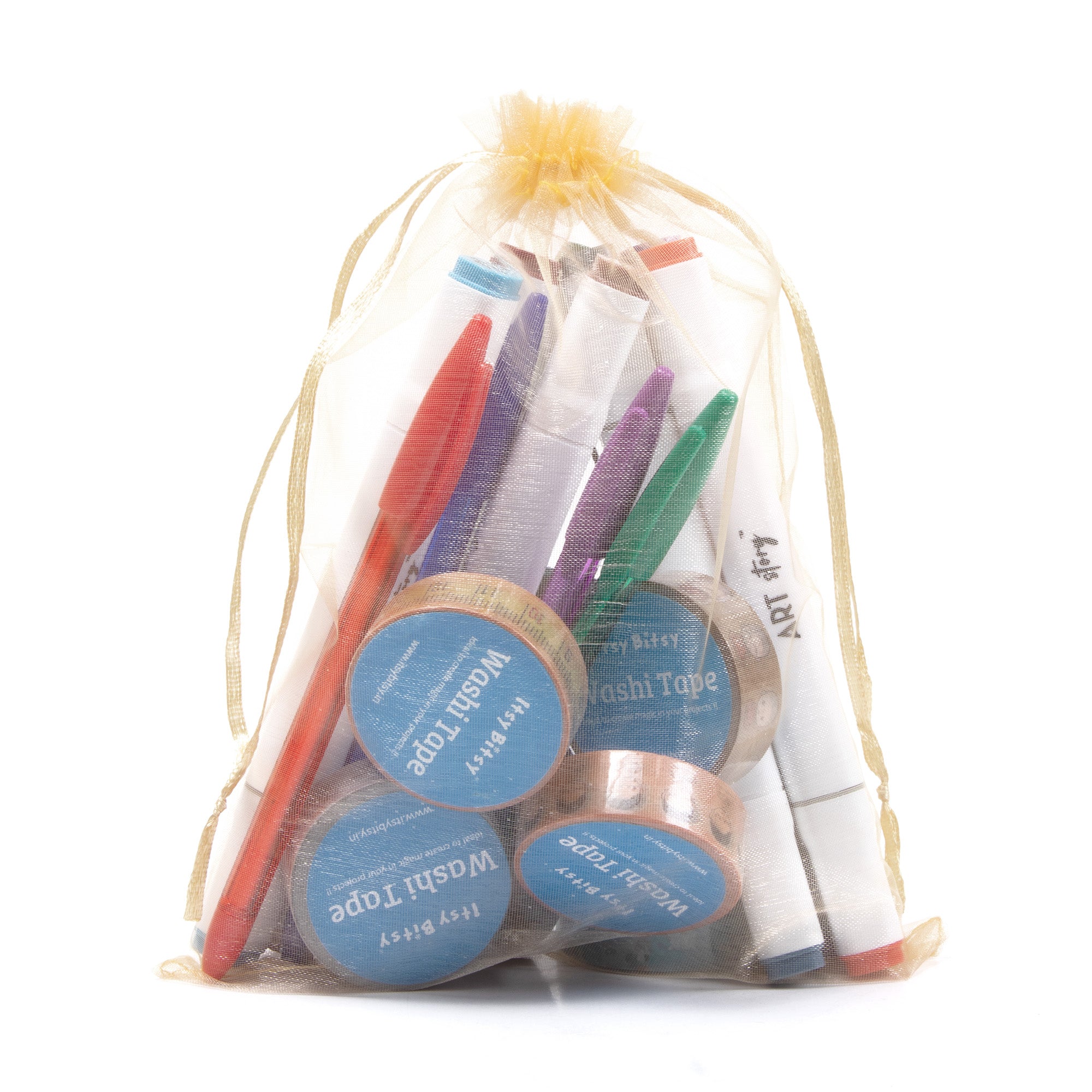 Organza Drawstring Gift Bags Gold 17x23cm 12pcs pack