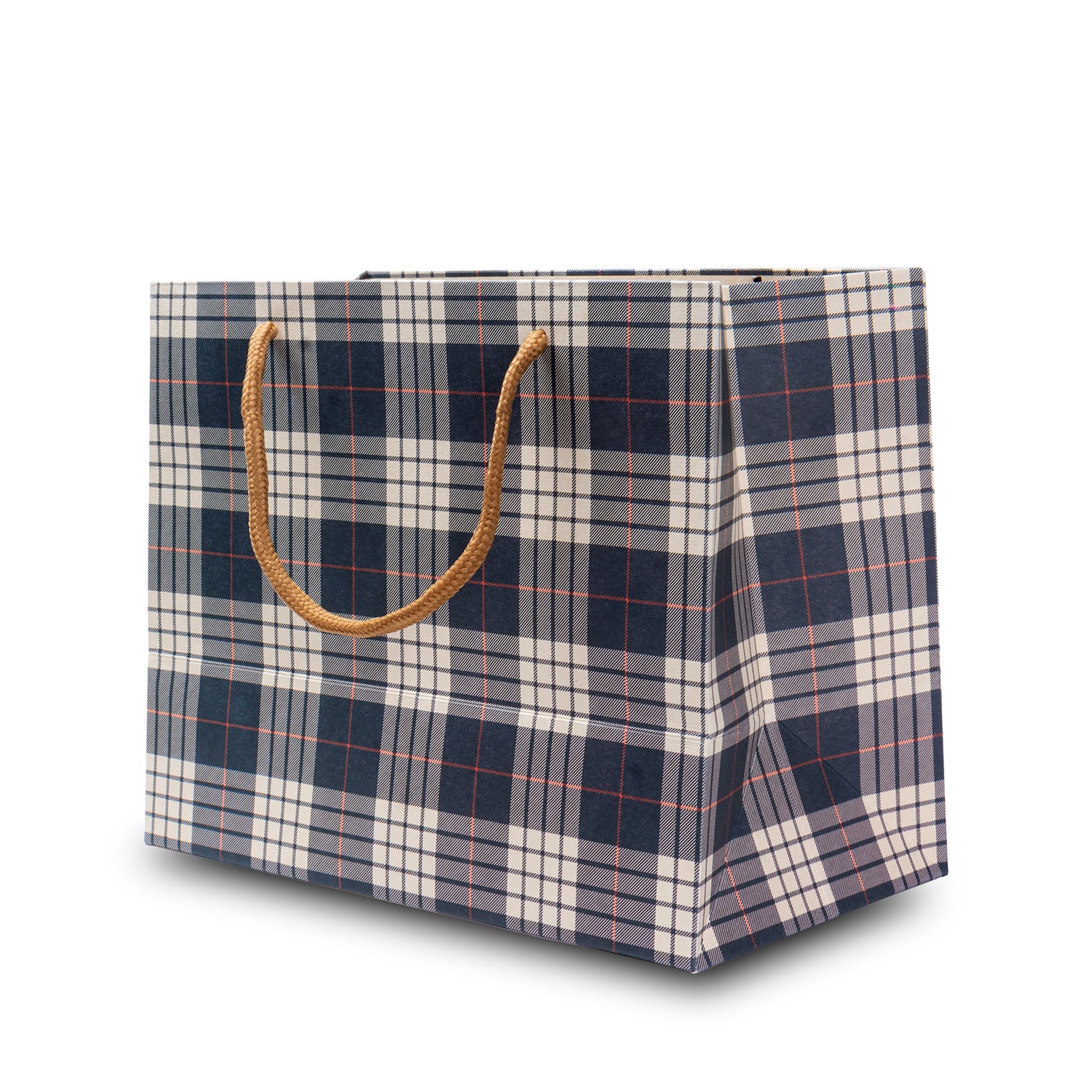 Paper Gift Bag Plaid Blue 10x8inch 1pc