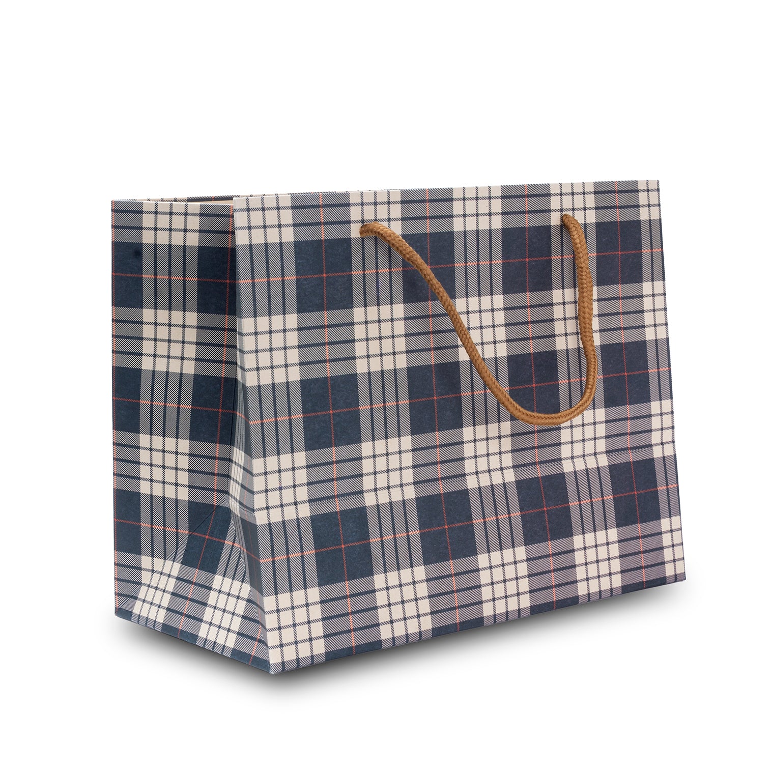 Paper Gift Bag Plaid Blue 10x8inch 1pc