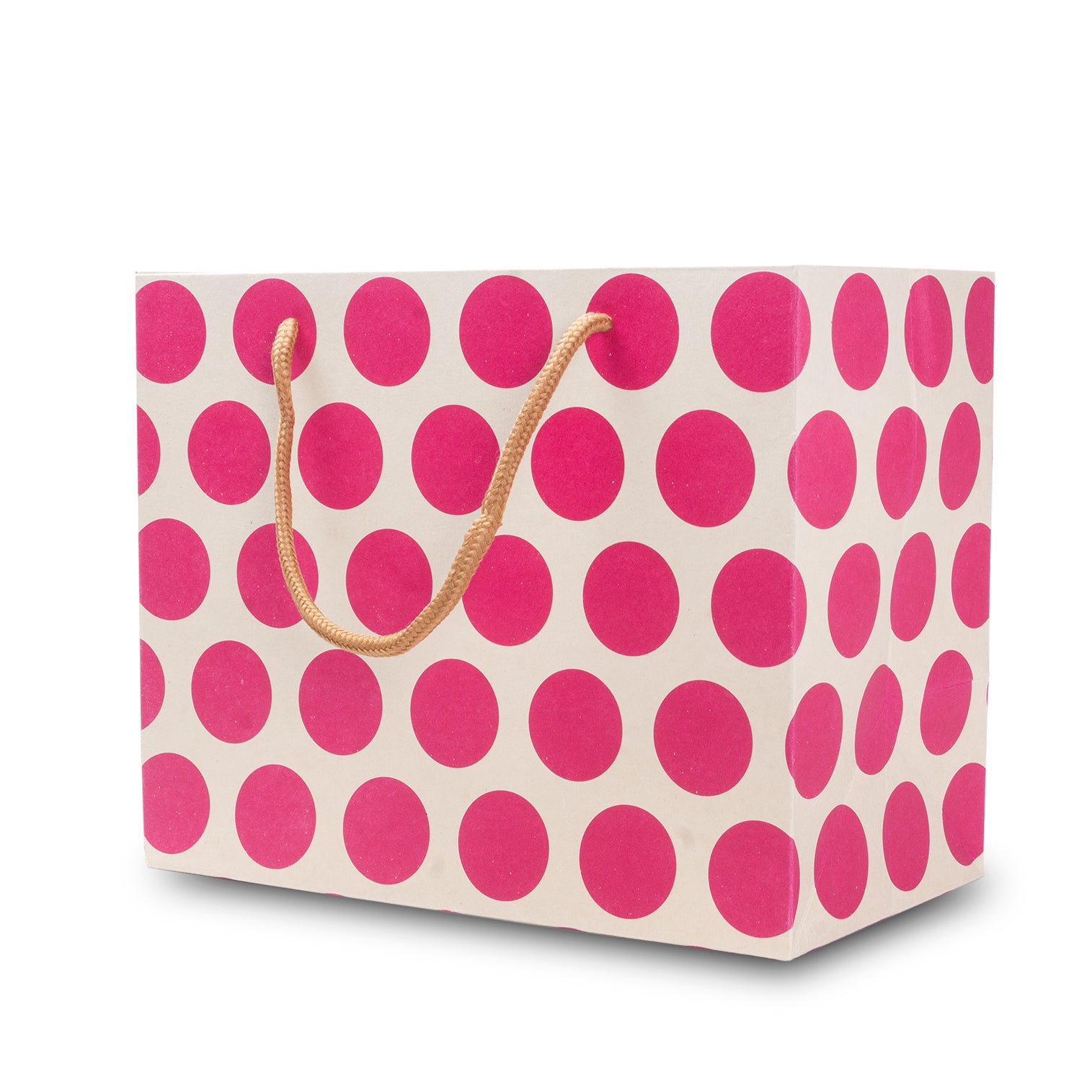 Paper Gift Bag Polka Dot Pink 10x8inch 1pc