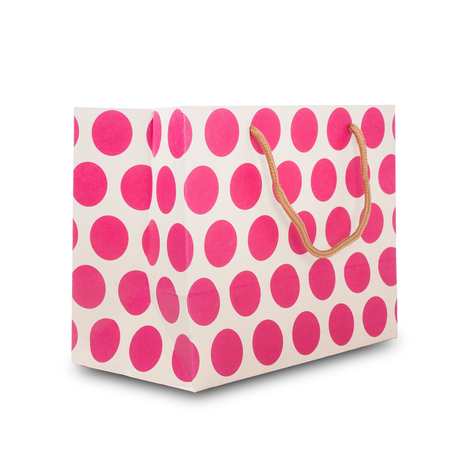 Paper Gift Bag Polka Dot Pink 10x8inch 1pc