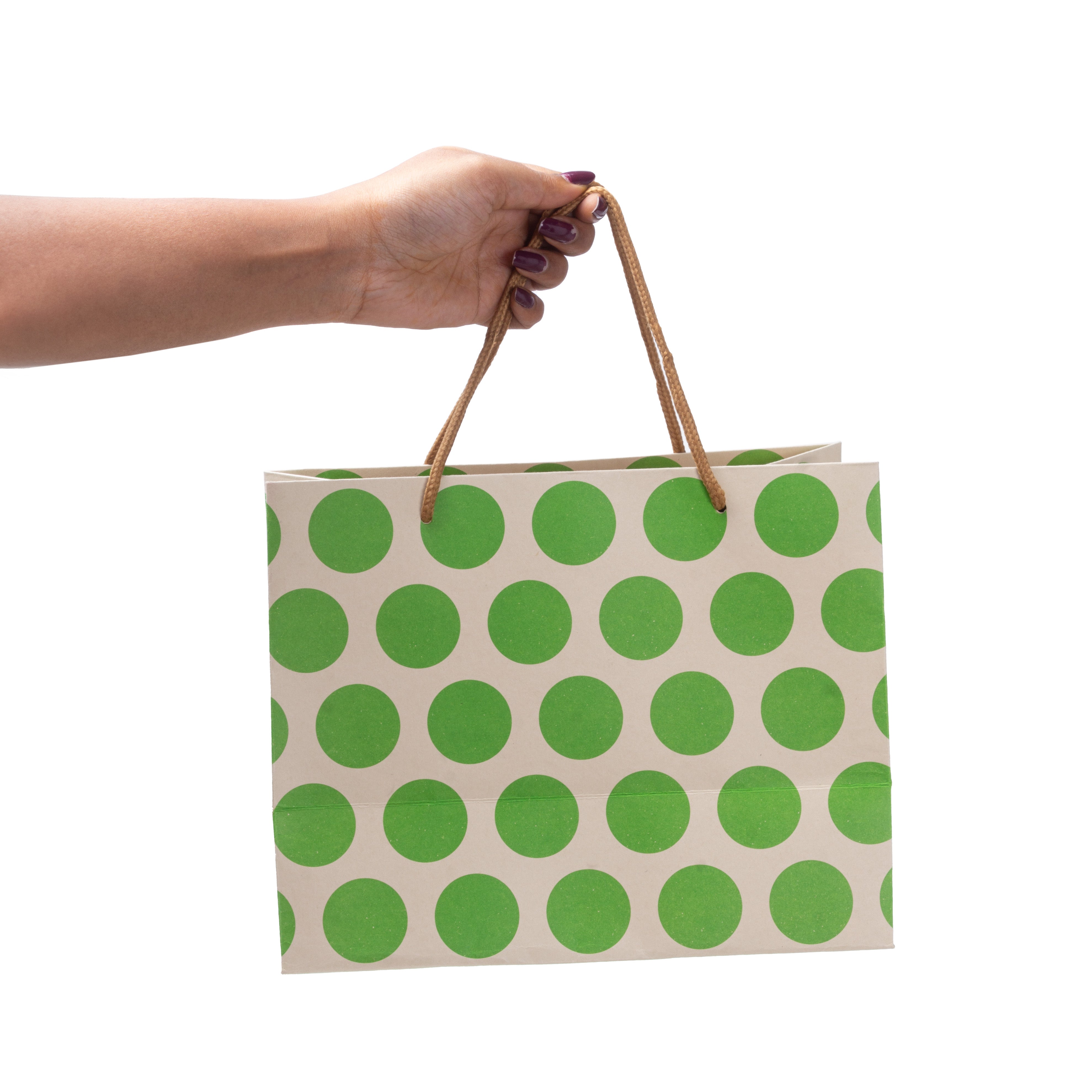 Paper Gift Bag Polka Dot Green 10x8inch 1pc