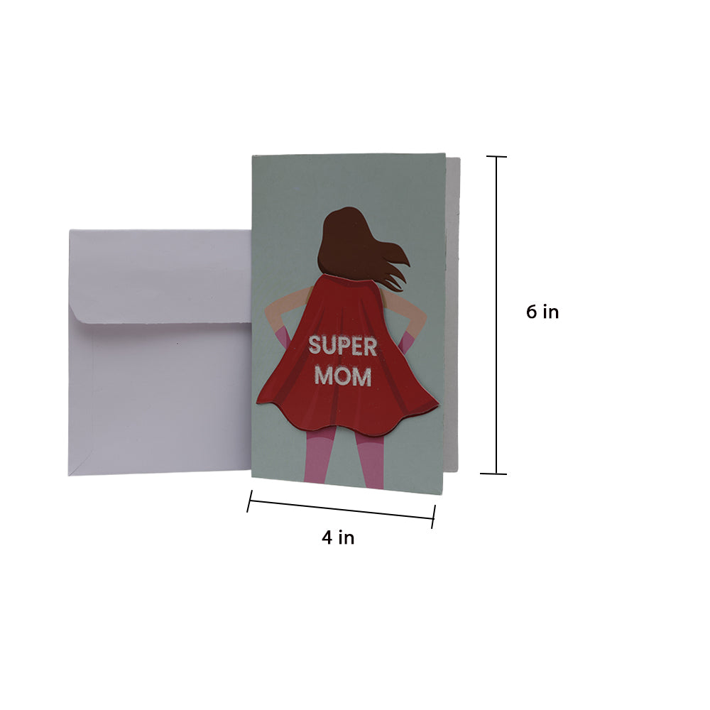 Greeting Card & Envelope Super Mom 4 X 6 inch