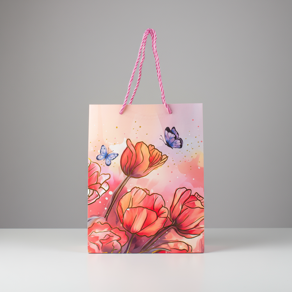 Paper Gift Bag Woodland Rose 18 X 23 X 10cm 1pc