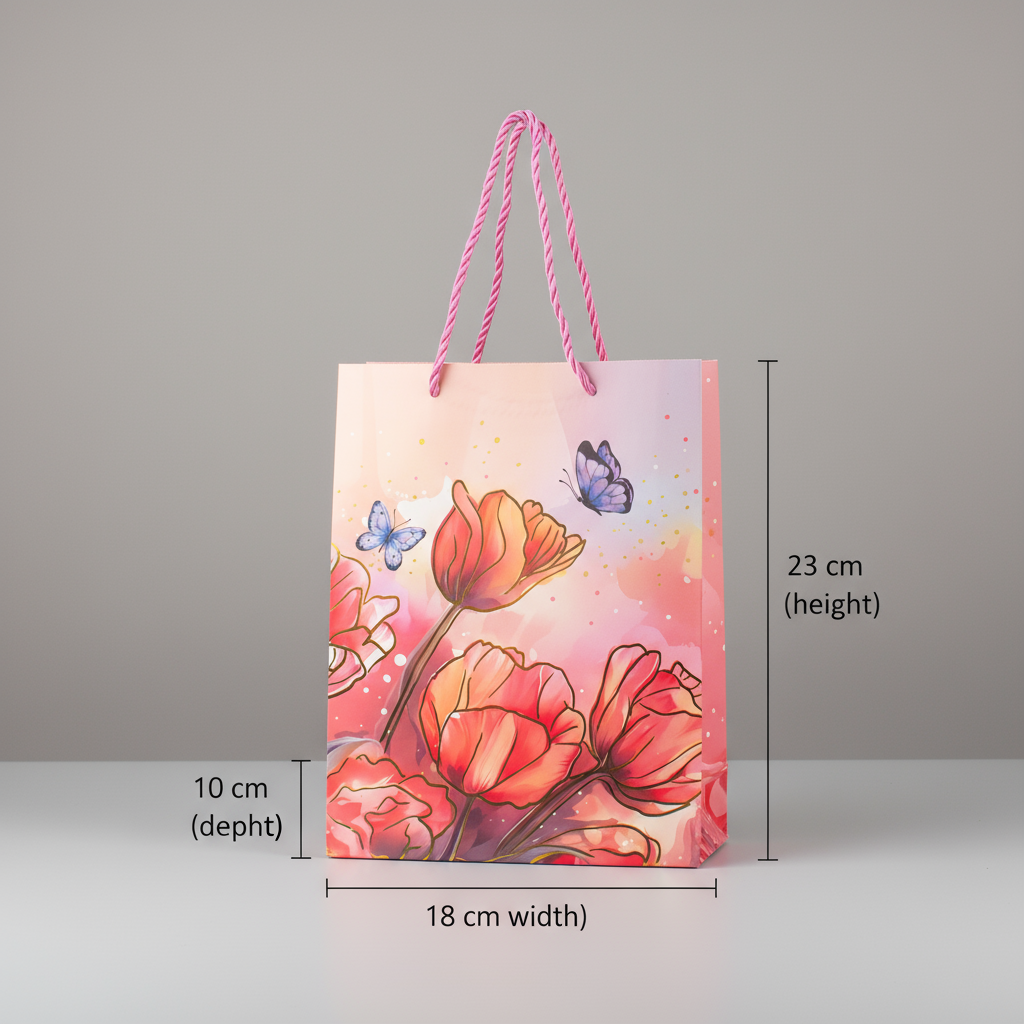 Paper Gift Bag Woodland Rose 18 X 23 X 10cm 1pc