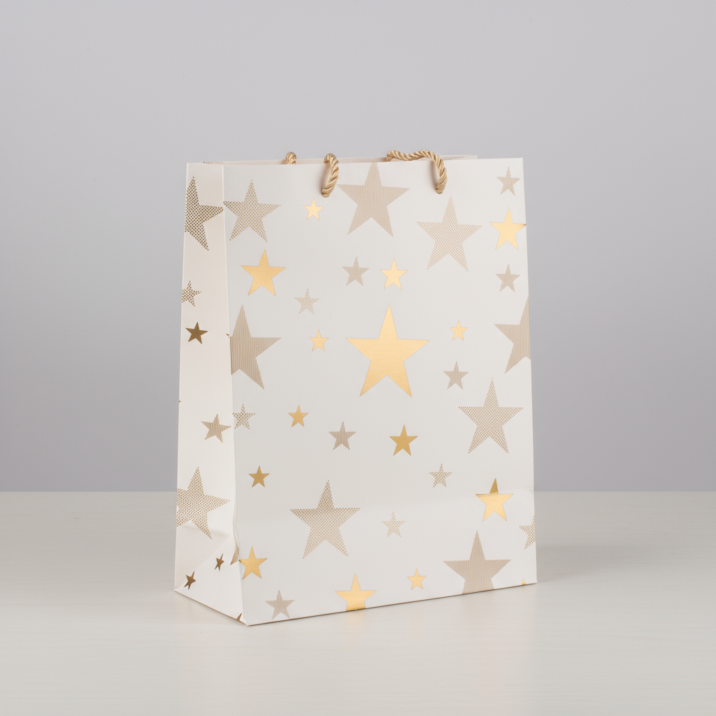 Foil Printed Paper Gift Bag Star 18 X 23 X 10cm 1pc