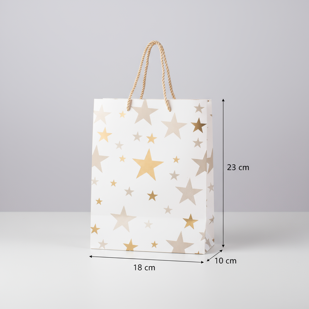 Foil Printed Paper Gift Bag Star 18 X 23 X 10cm 1pc
