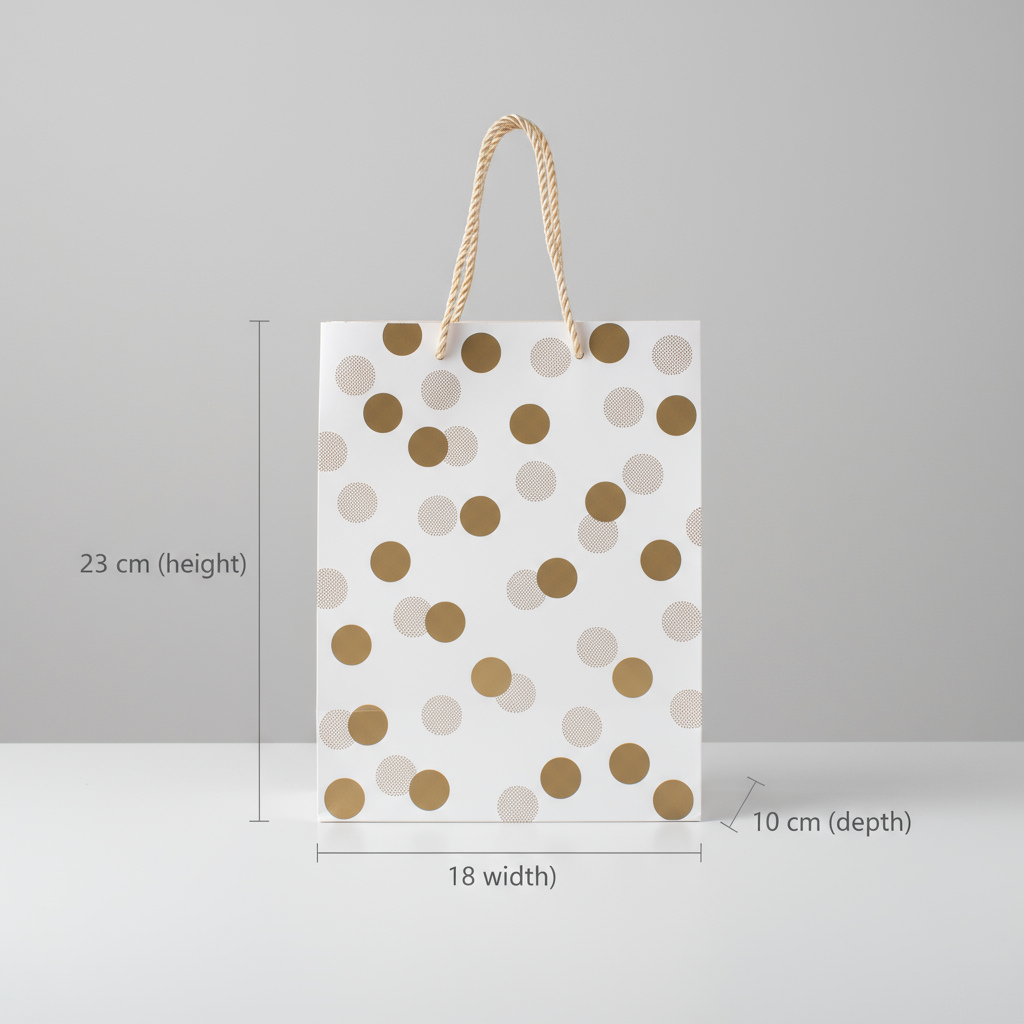 Foil Printed Paper Gift Bag Polka Dot 18 X 23 X 10cm 1pc