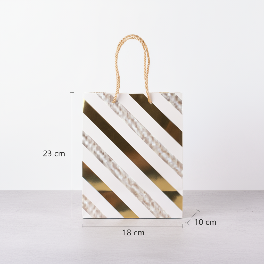 Foil Printed Paper Gift Bag Stripe 18 X 23 X 10cm 1pc