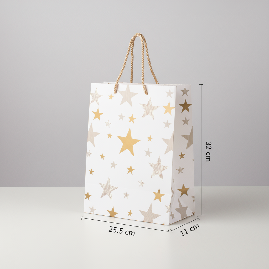 Foil Printed Paper Gift Bag Star 26 X 32 X 10cm 1pc