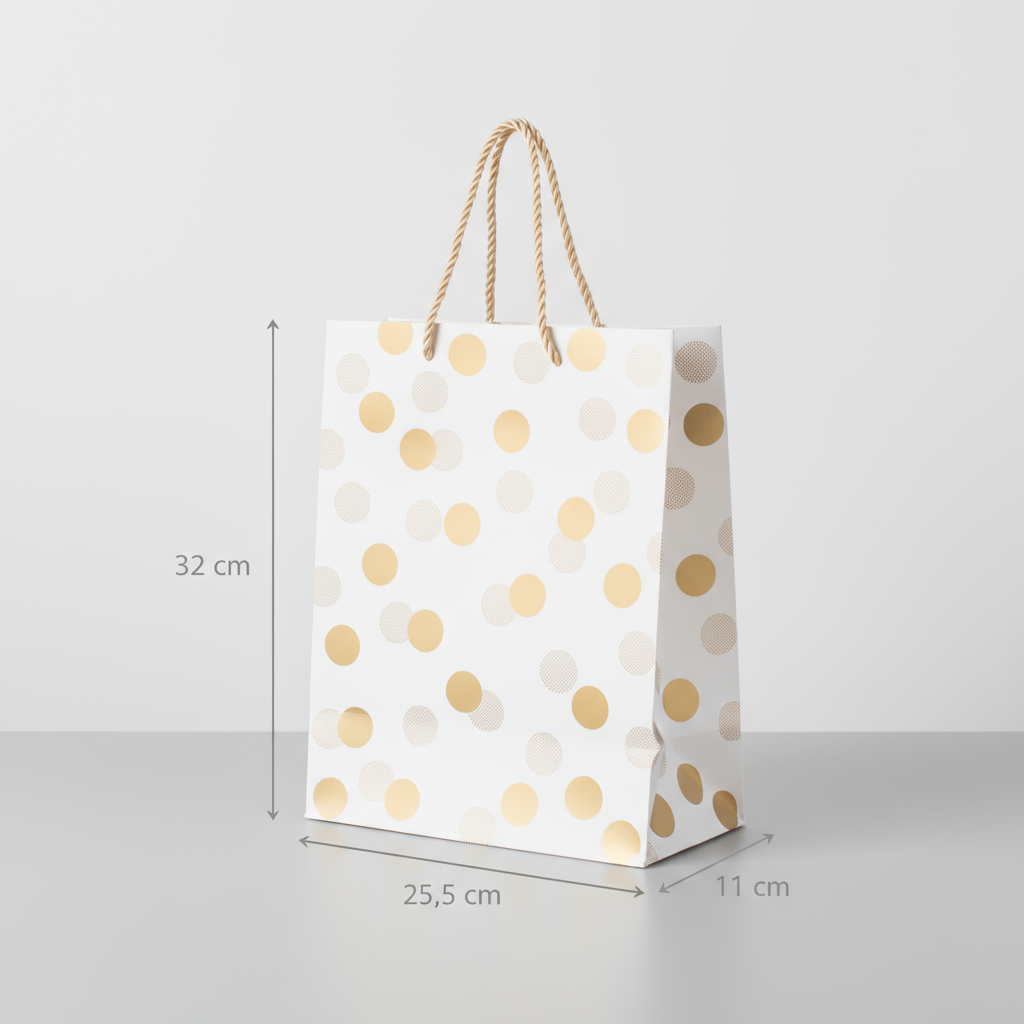 Foil Printed Paper Gift Bag Polka Dot 26 X 32 X 10cm 1pc