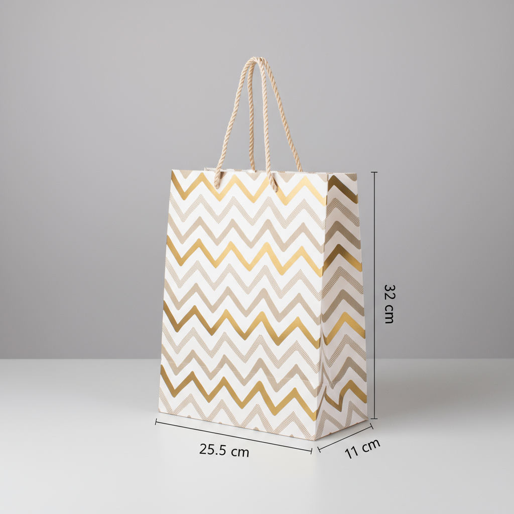 Foil Printed Paper Gift Bag Waves 26 X 32 X 10cm 1pc