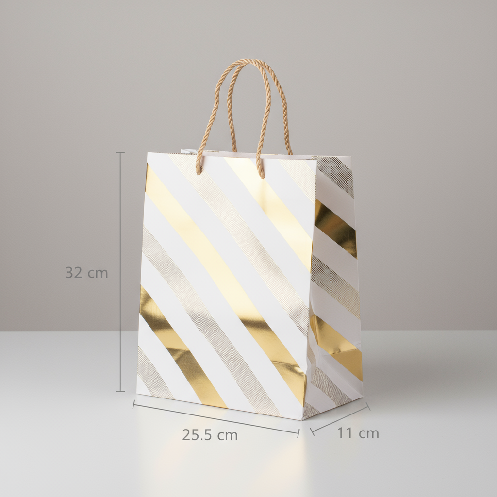 Foil Printed Paper Gift Bag Strip 26 X 32 X 10cm 1pc