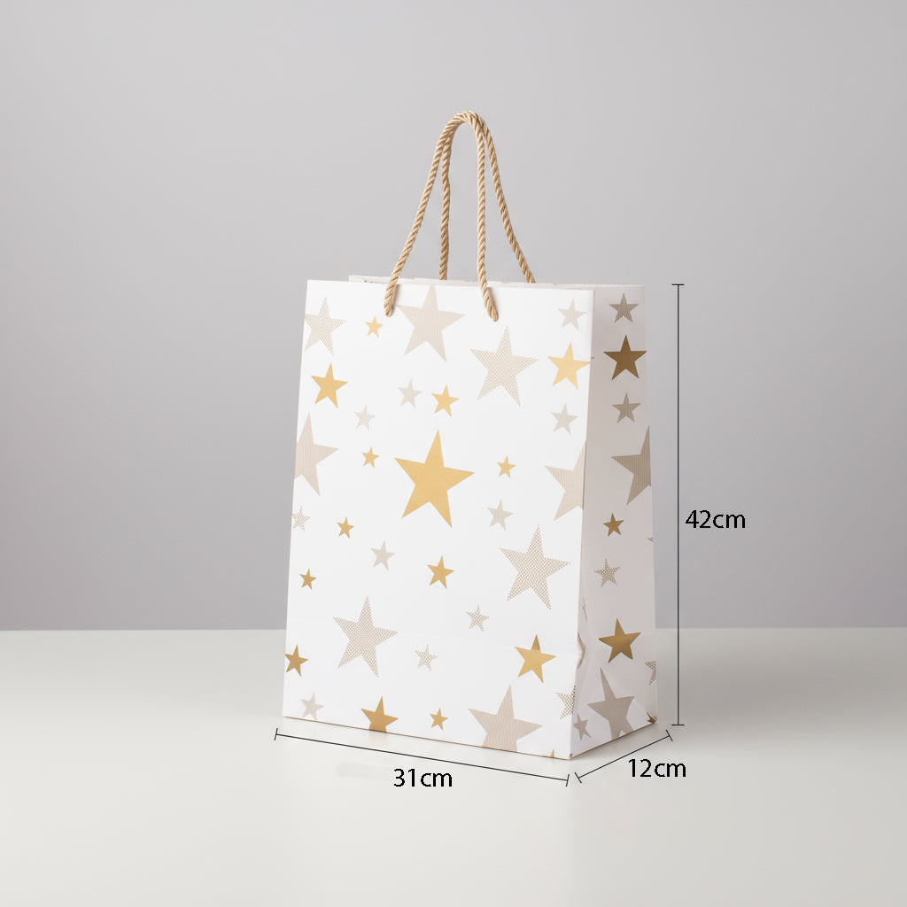 Foil Printed Paper Gift Bag Stars 31 X 42 X 12cm 1pc