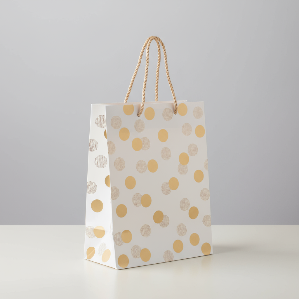 Foil Printed Paper Gift Bag Polka Dots 31 X 42 X 12cm 1pc