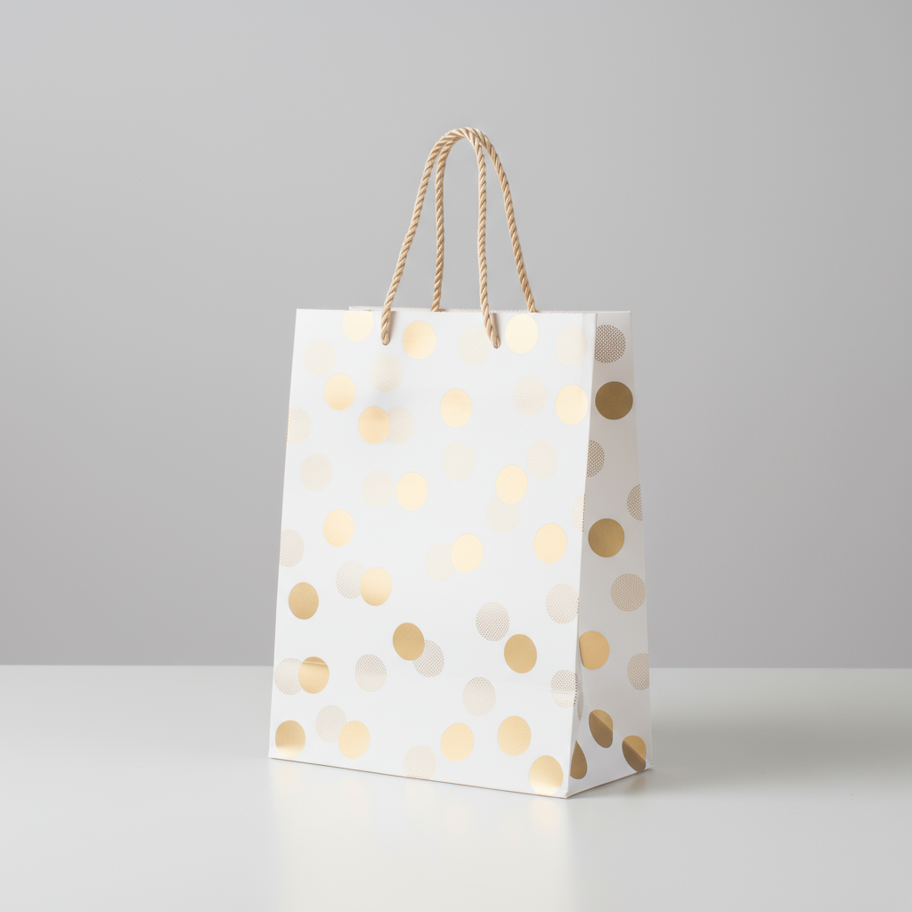 Foil Printed Paper Gift Bag Polka Dots 31 X 42 X 12cm 1pc
