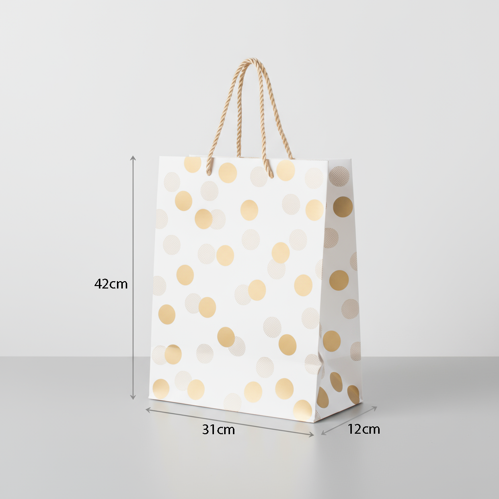 Foil Printed Paper Gift Bag Polka Dots 31 X 42 X 12cm 1pc