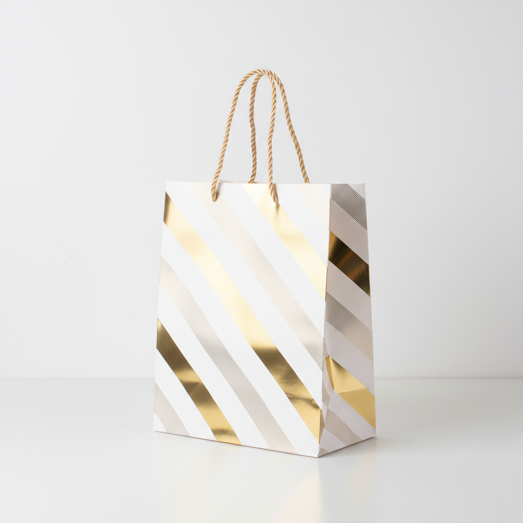 Foil Printed Paper Gift Bag Stripes 31 X 42 X 12cm 1pc