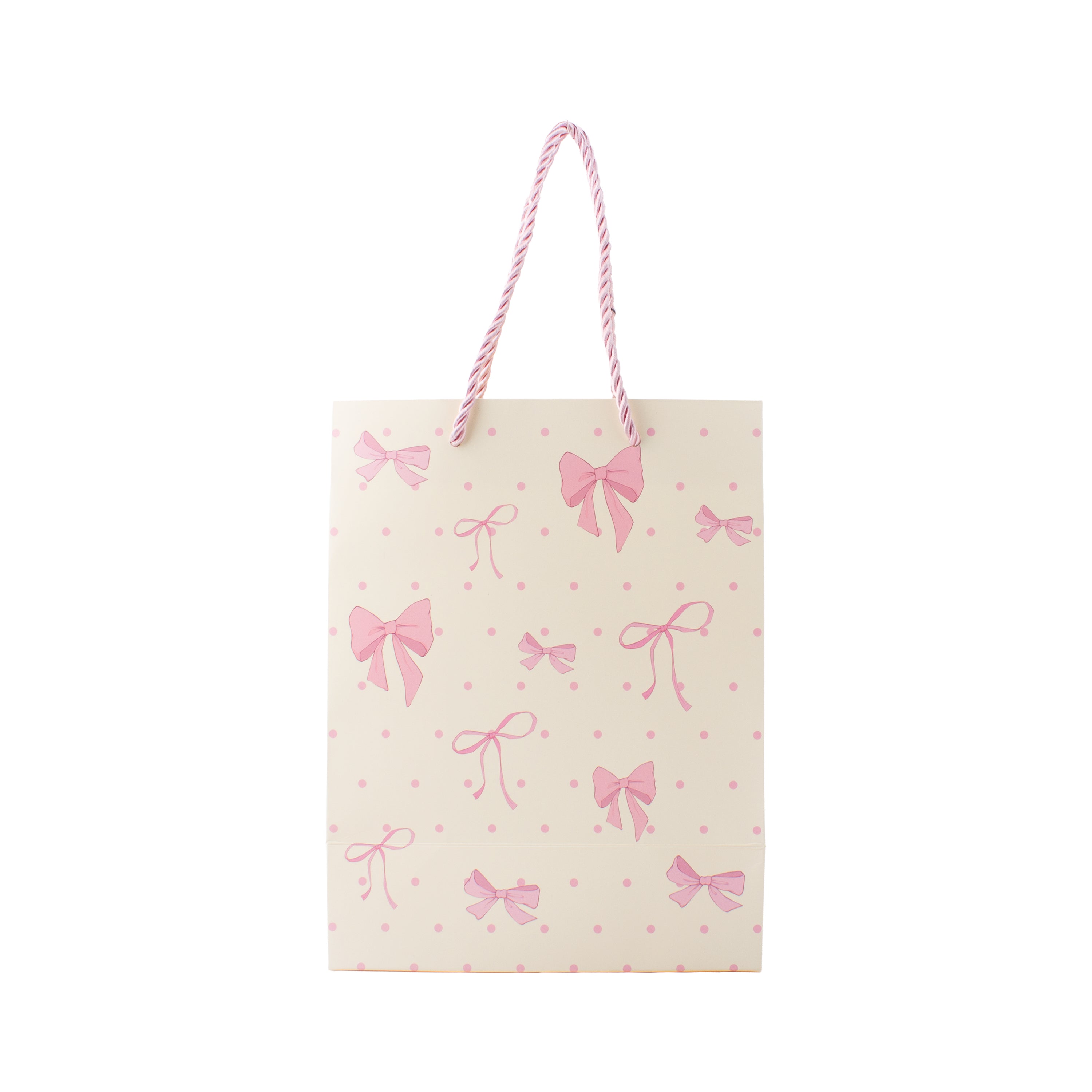 Paper Gift Bag Pink Dot with Pink Bow 23 X 18 X 10cm 1pc
