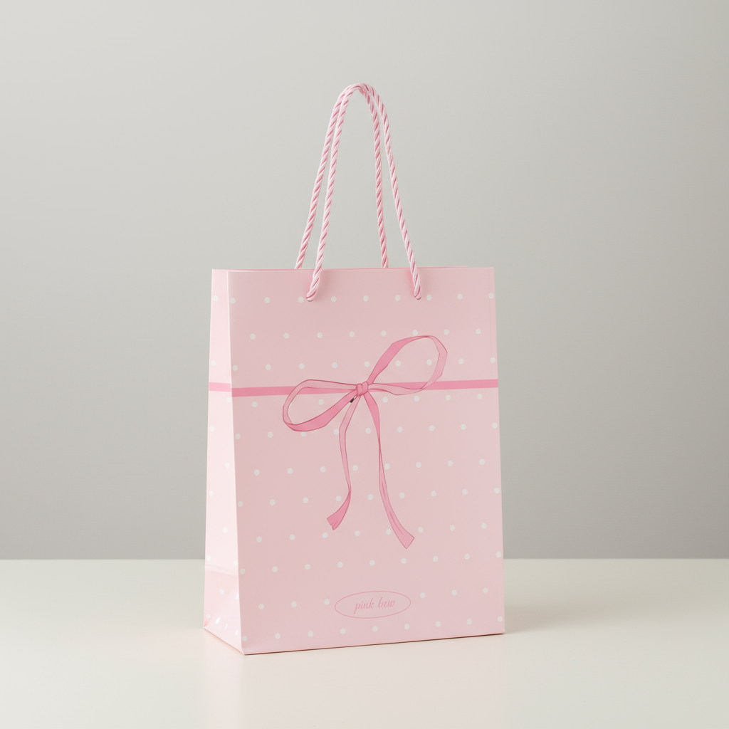 Paper Gift Bag Striped with Bow 23 X 18 X 10cm 1pc