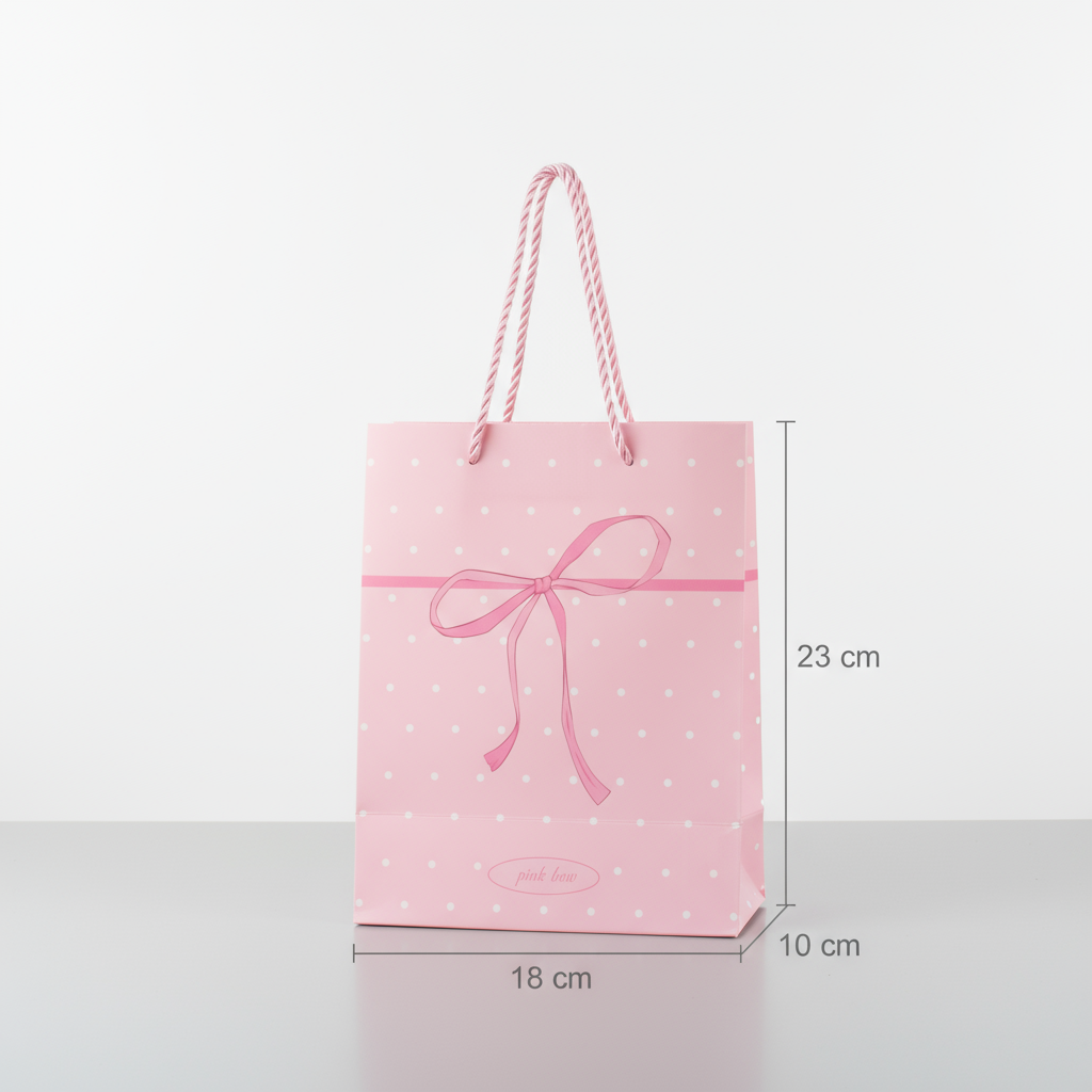 Paper Gift Bag Striped with Bow 23 X 18 X 10cm 1pc