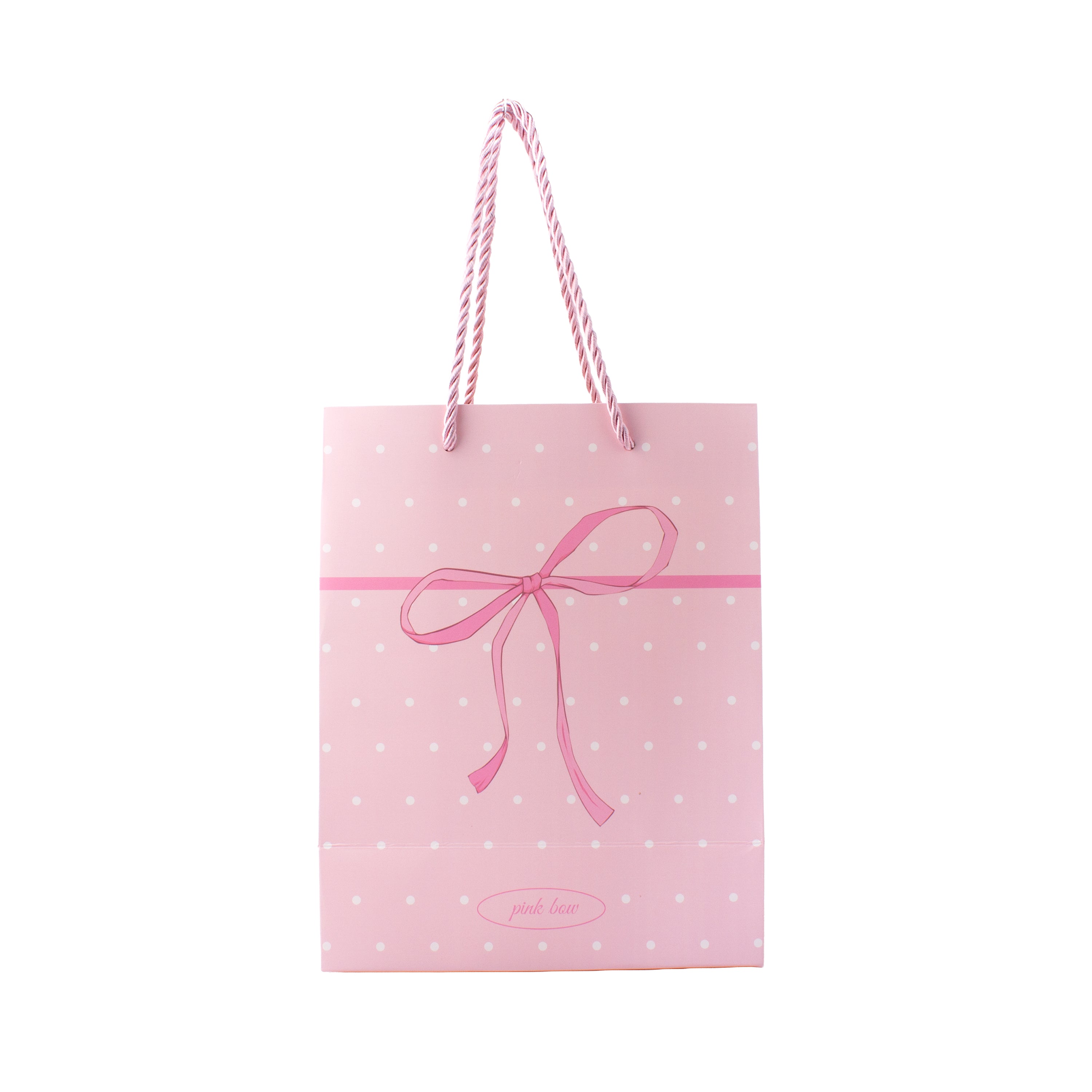 Paper Gift Bag White Dot with Pink Bow 32 X 26 X 12cm 1pc