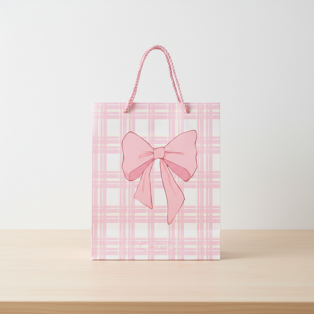 Paper Gift Bag Striped with Bow 32 X 26 X 12cm 1pc