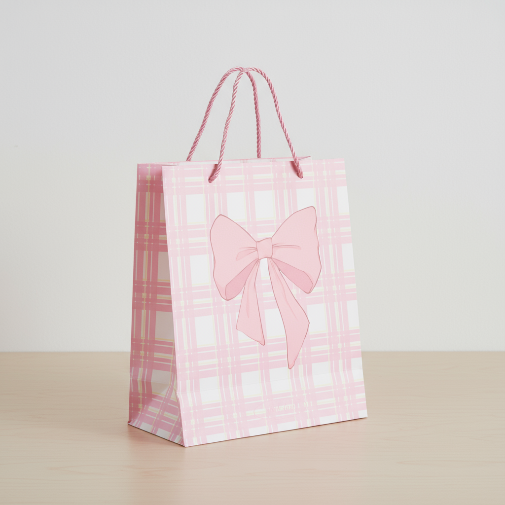Paper Gift Bag Striped with Bow 32 X 26 X 12cm 1pc