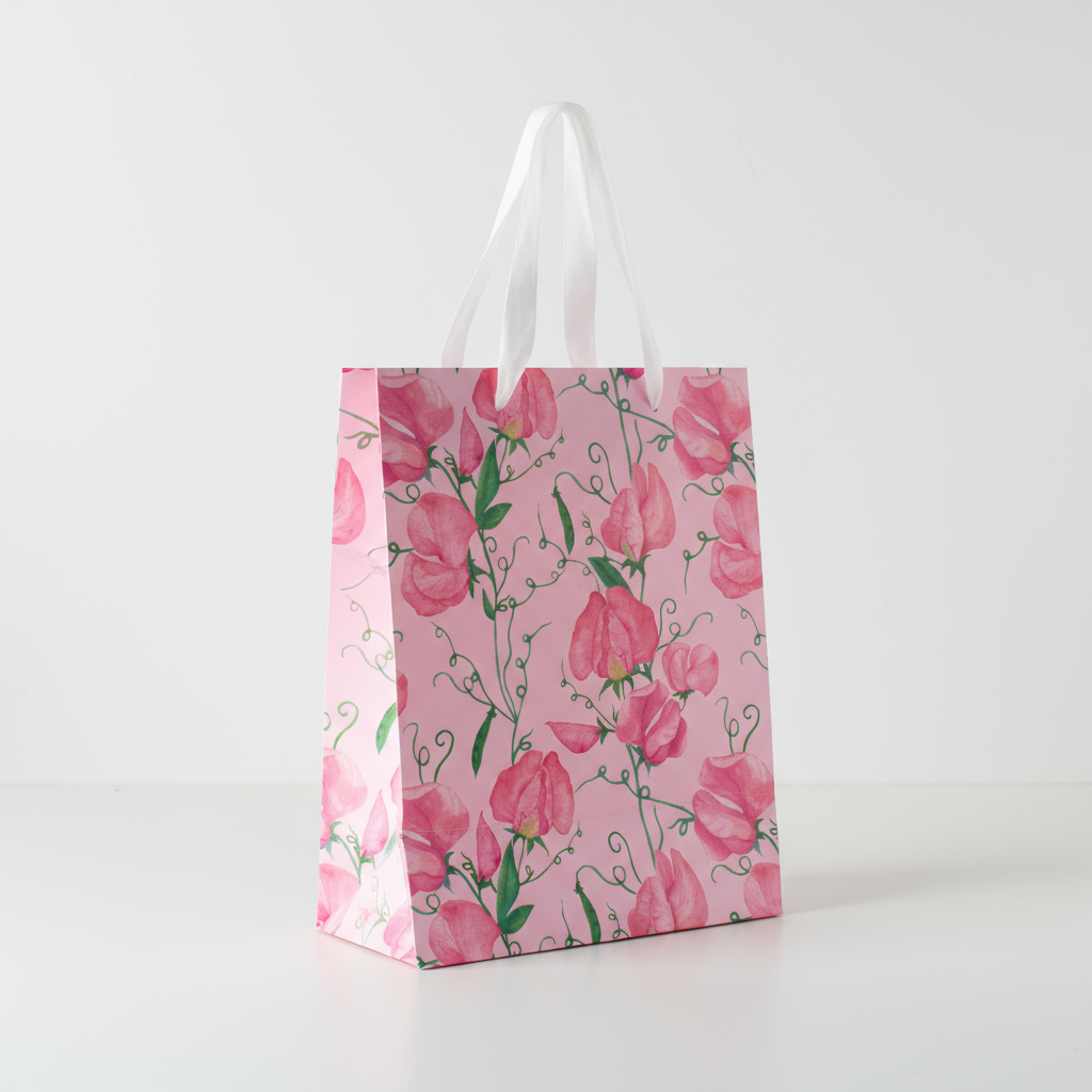Paper Gift Bag Sweet Pea Blossom 23 X 18 X 10cm 1pc